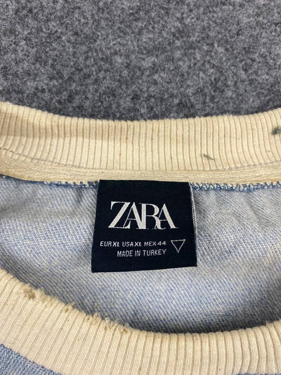 Zara zara denim sweatshirt distressed design Size US XL / EU 56 / 4 - 6 Thumbnail