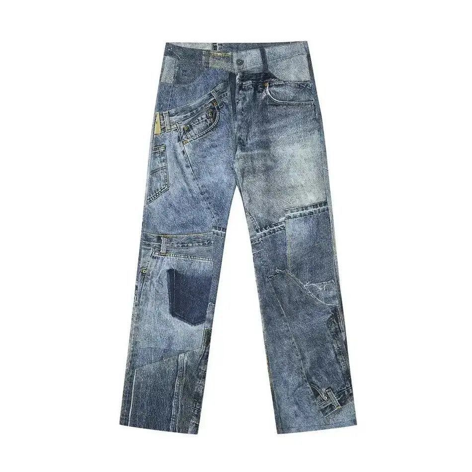 Japanese Brand Y2K High Street Color Match Patchwork Baggy Jeans Size US 30 / EU 46 - 5 Thumbnail