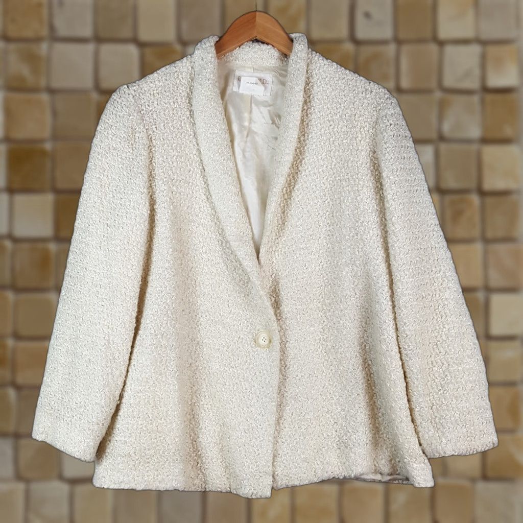 Vintage VINTAGE 80s Ivory Mohair Blend Knit Cardigan Women's Size 16 Lined Preppy Sweater Size XXL / US 16-18 / IT 52-54 - 1 Thumbnail