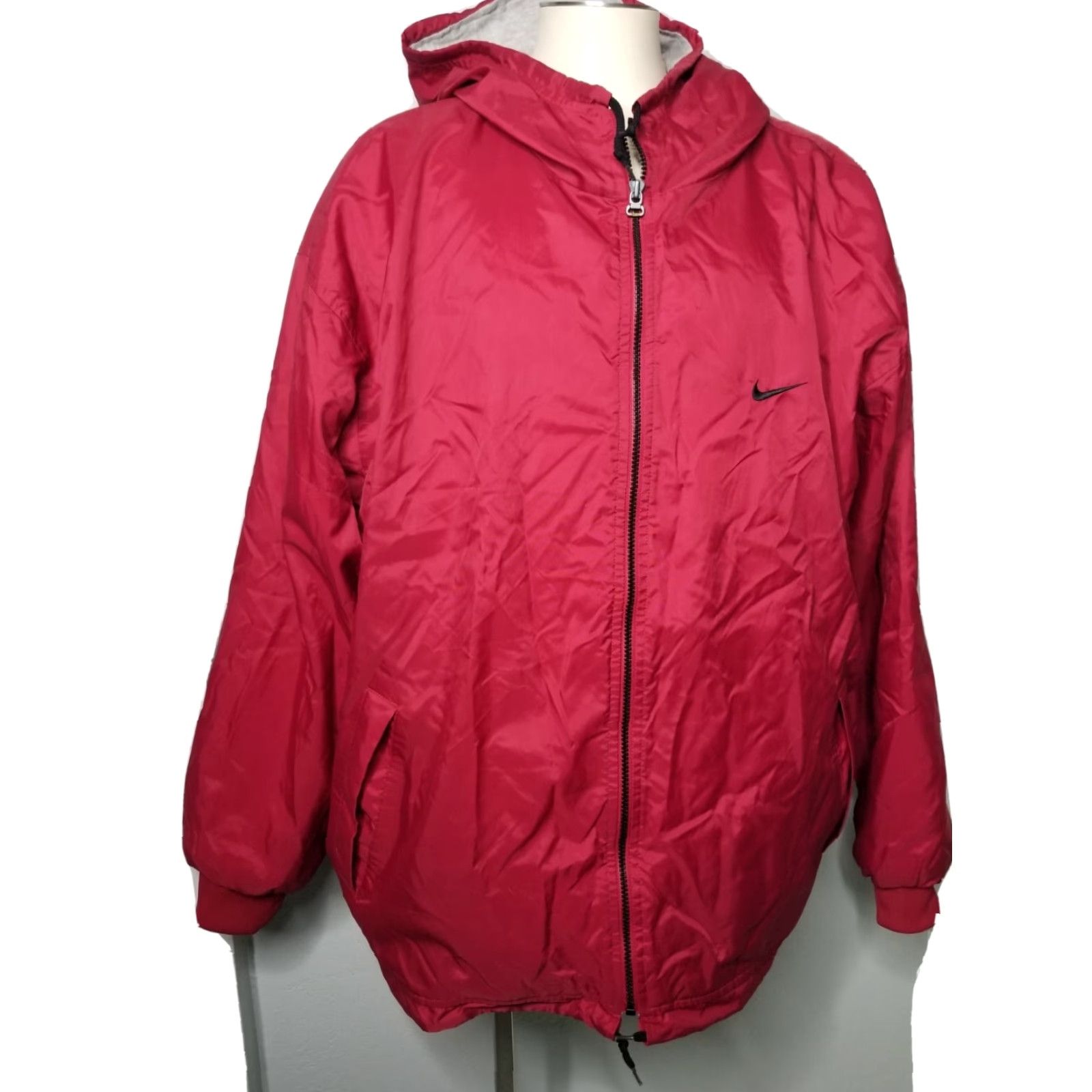 Nike VINTAGE Nike Jacket 2XL Mens Reversible Full Zip Hoodie Red Grey 90s Tag White NIKE Size US XXL / EU 58 / 5 - 2 Thumbnail