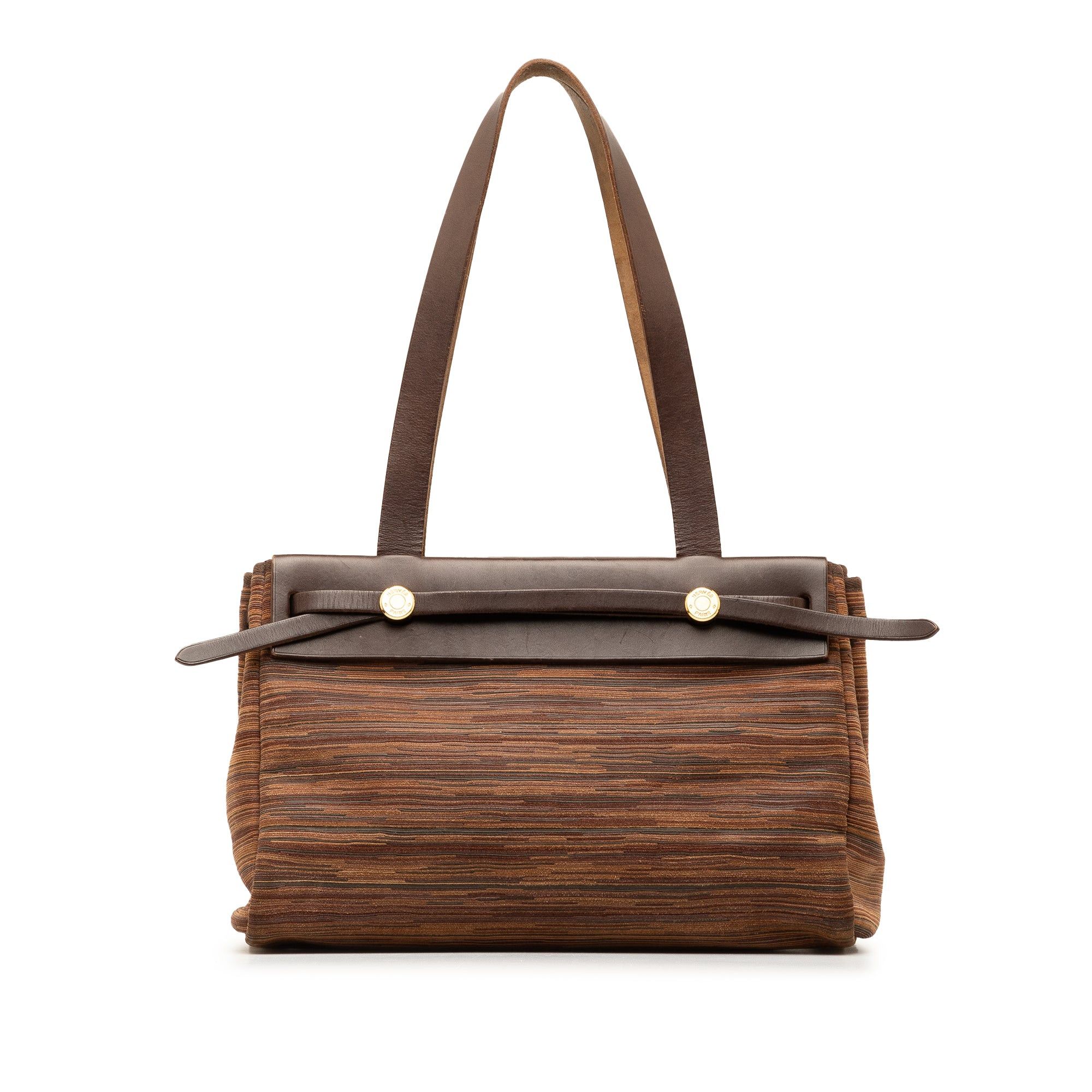 image of Hermes Vibrato Herbag Cabas Pm in Brown, Women's