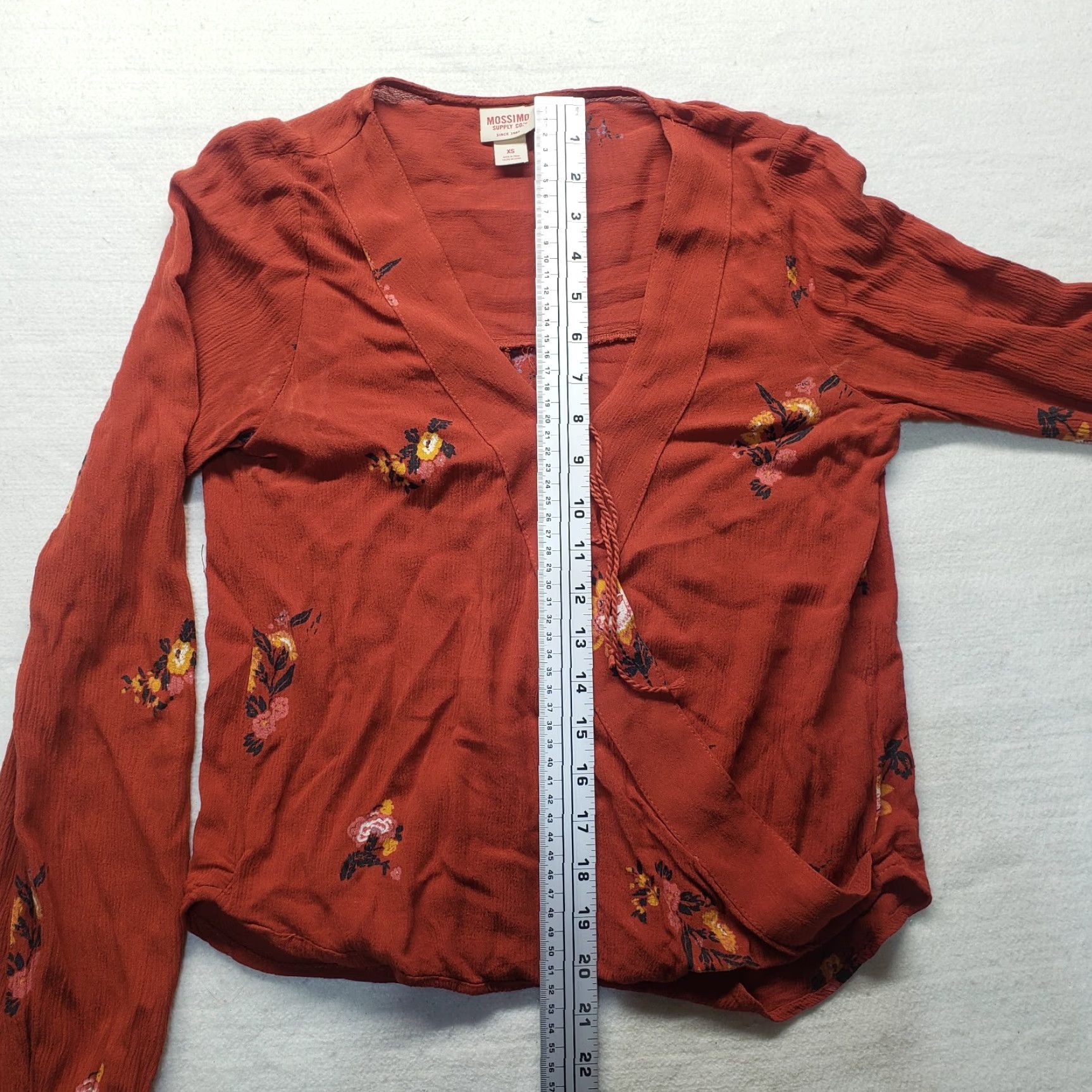 Mossimo MOSSIMO Blouse Shirt Women's Boho Tunic Long Sleeve Over Lay Orange Floral XS Lace Sheer 90s Inspired Size XS / US 0-2 / IT 36-38 - 7 Thumbnail