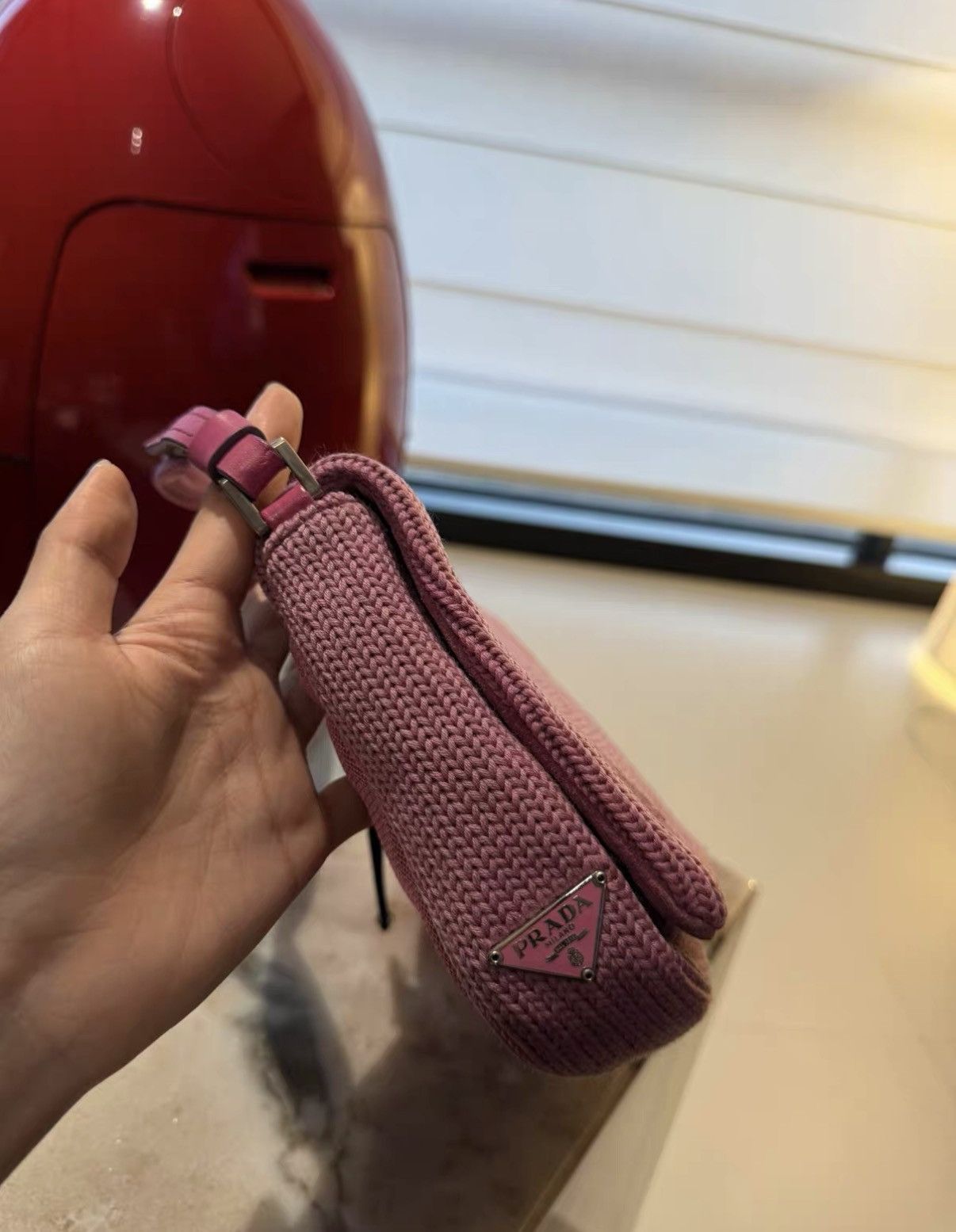 Prada Prada Vintage Magenta Wool Knit Flap Bag J36 Size ONE SIZE - 4 Thumbnail