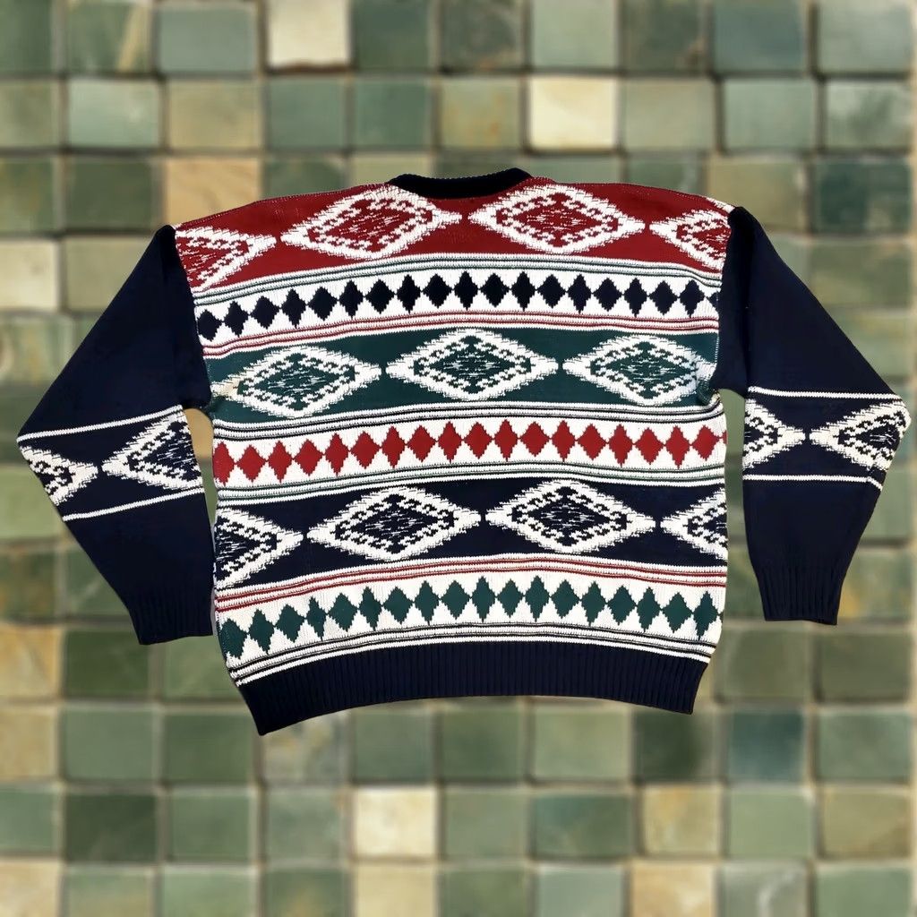 Jantzen Vtg Jantzen Sweater Mens XL Blue Red Pullover Aztec Southwest Tribal 80s USA Size US XL / EU 56 / 4 - 1 Thumbnail