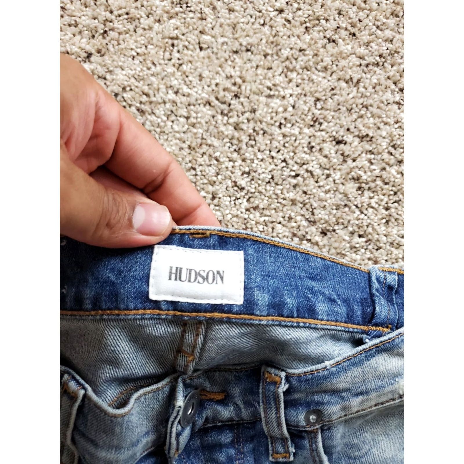 Hudson Hudson Jeans 29 Mens Slim Skinny Distressed Medium Wash Denim 5-Pocket Logo Cotton Blend Regular Inseam 32 Pants Size US 29 - 4 Thumbnail