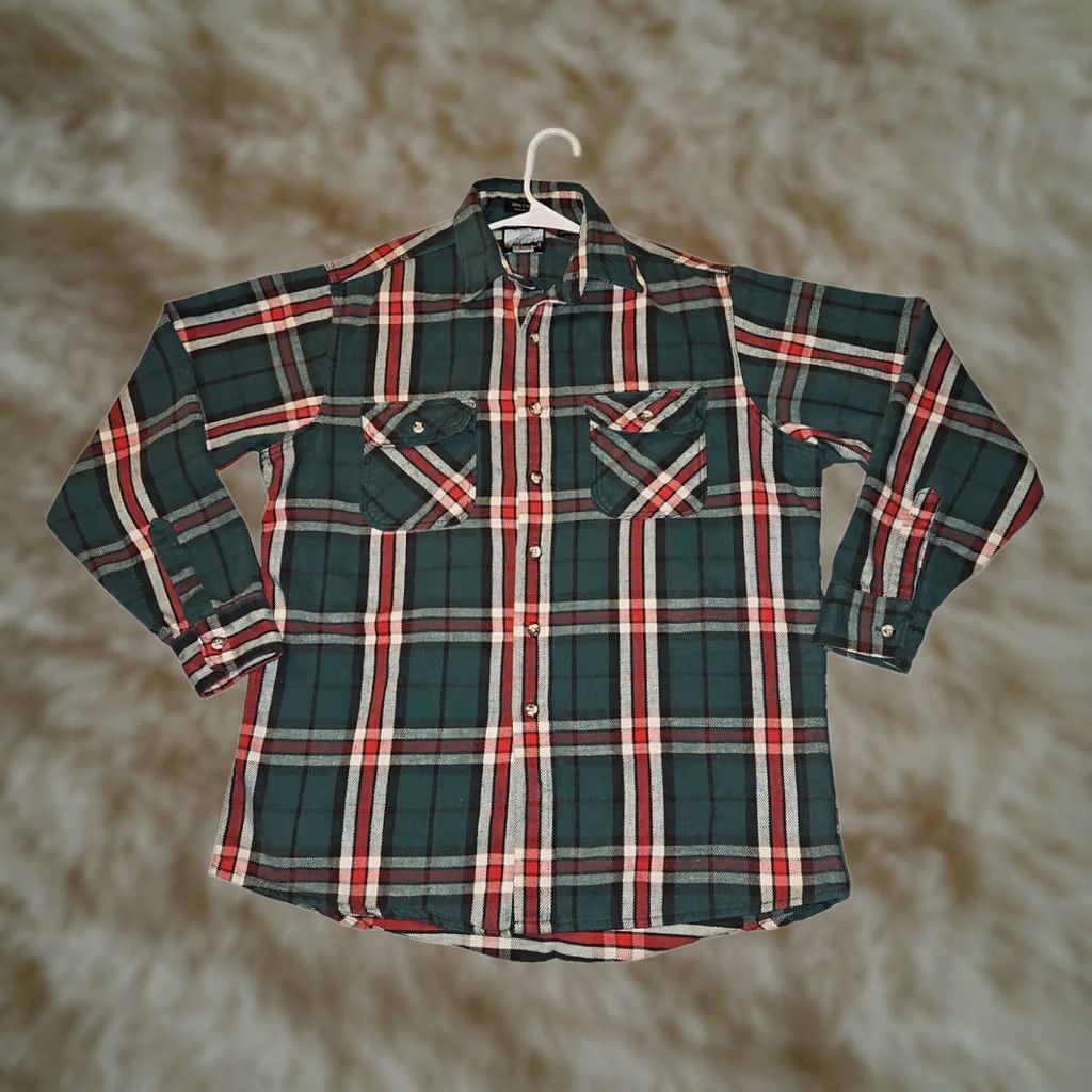 Vintage VINTAGE Fieldmaster Flannel Button Long Sleeve LT Men's Green Plaid 90s Outdoors Shirt Size US L / EU 52-54 / 3 - 1 Thumbnail