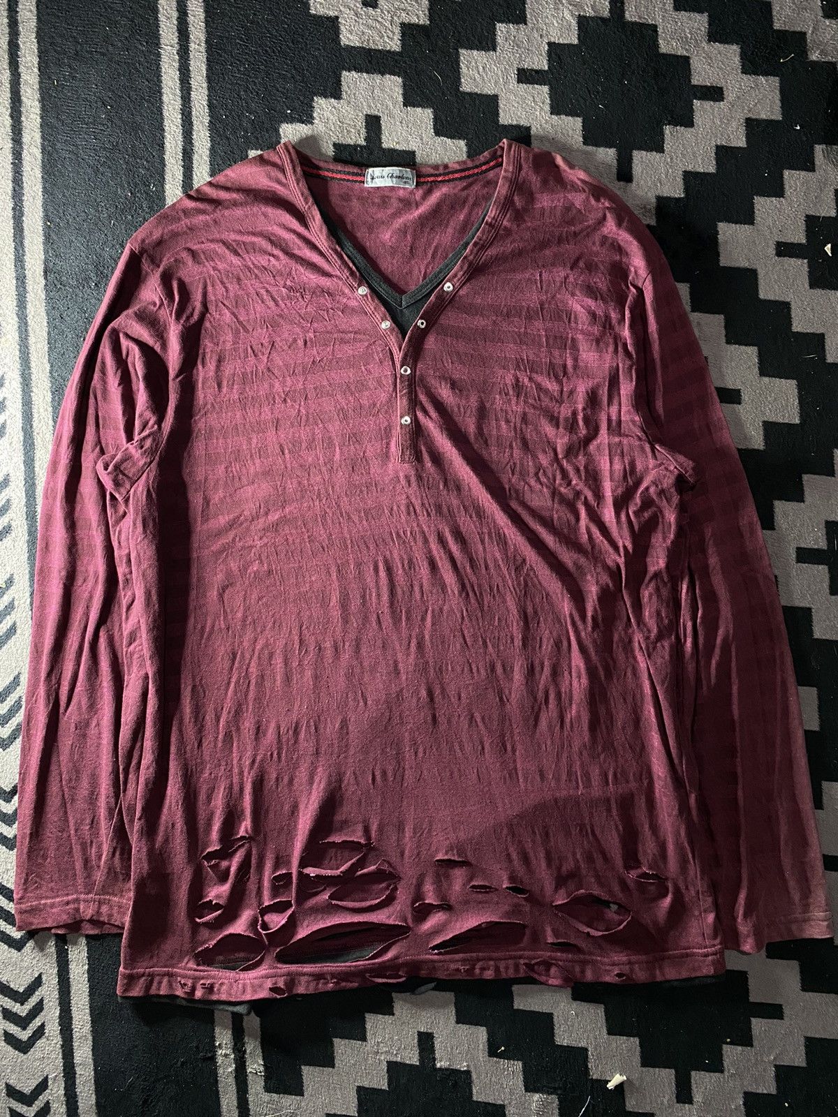 If Six Was Nine × Japanese Brand × Le Grande Bleu (L.G.B.) louis chavlon distressed striped double layer longsleeve Size US XL / EU 56 / 4 - 1 Thumbnail