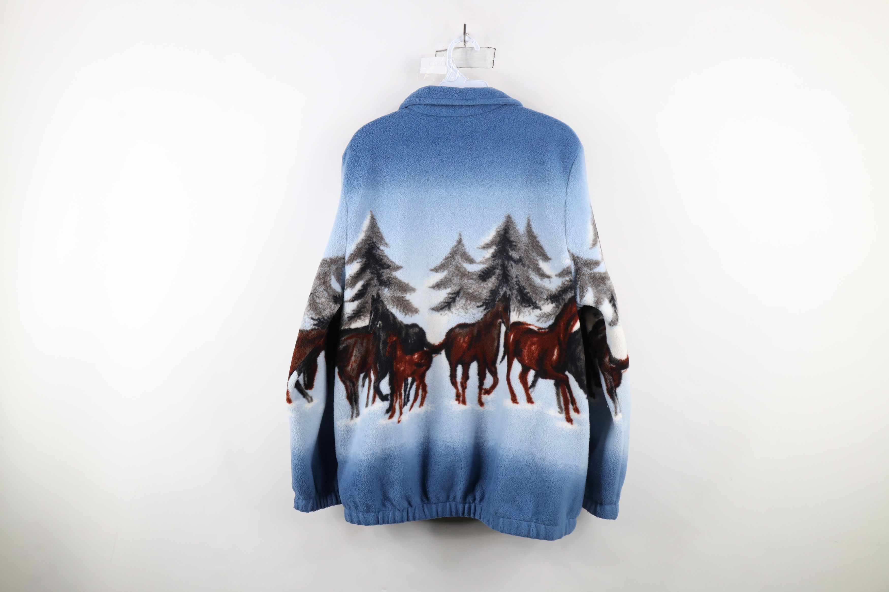 Vintage Vintage 90s Streetwear Equestrian All Print Fleece Jacket Size XL / US 12-14 / IT 48-50 - 10 Thumbnail