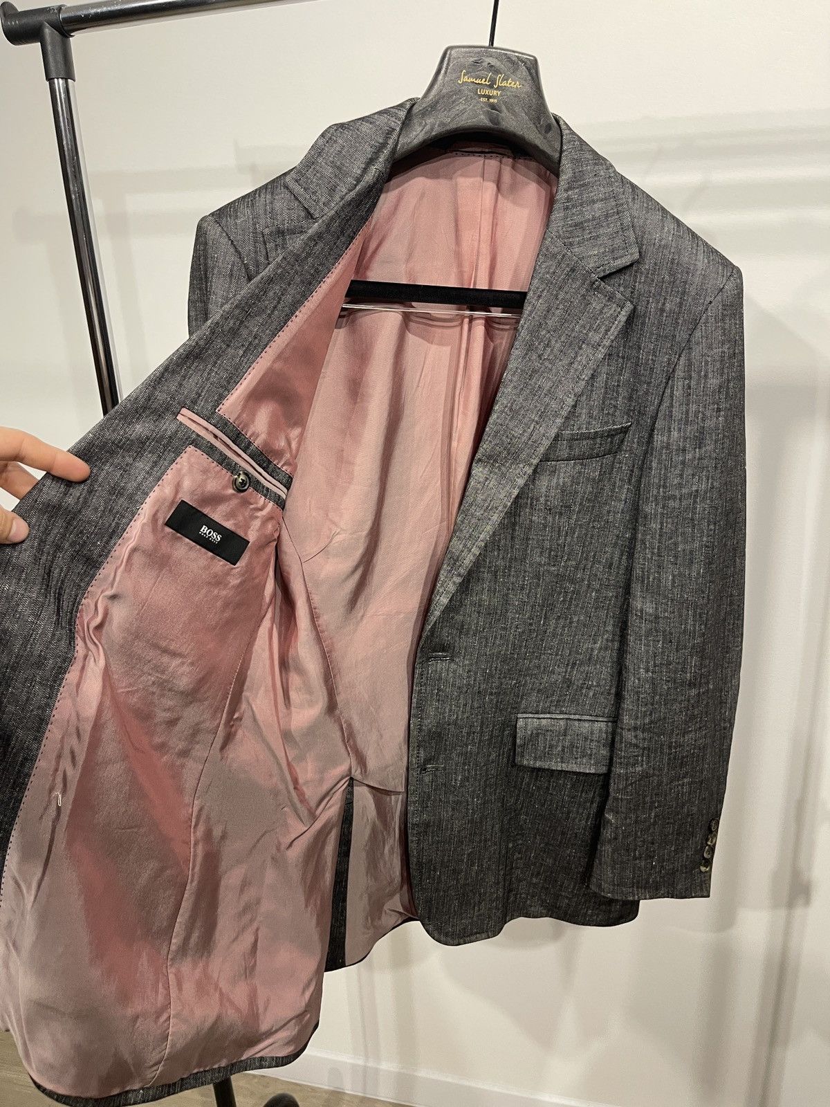 Hugo Boss HUGO BOSS "Bodega" Linen-Cotton Herringbone Blazer jacket 38 Size 38R - 6 Thumbnail