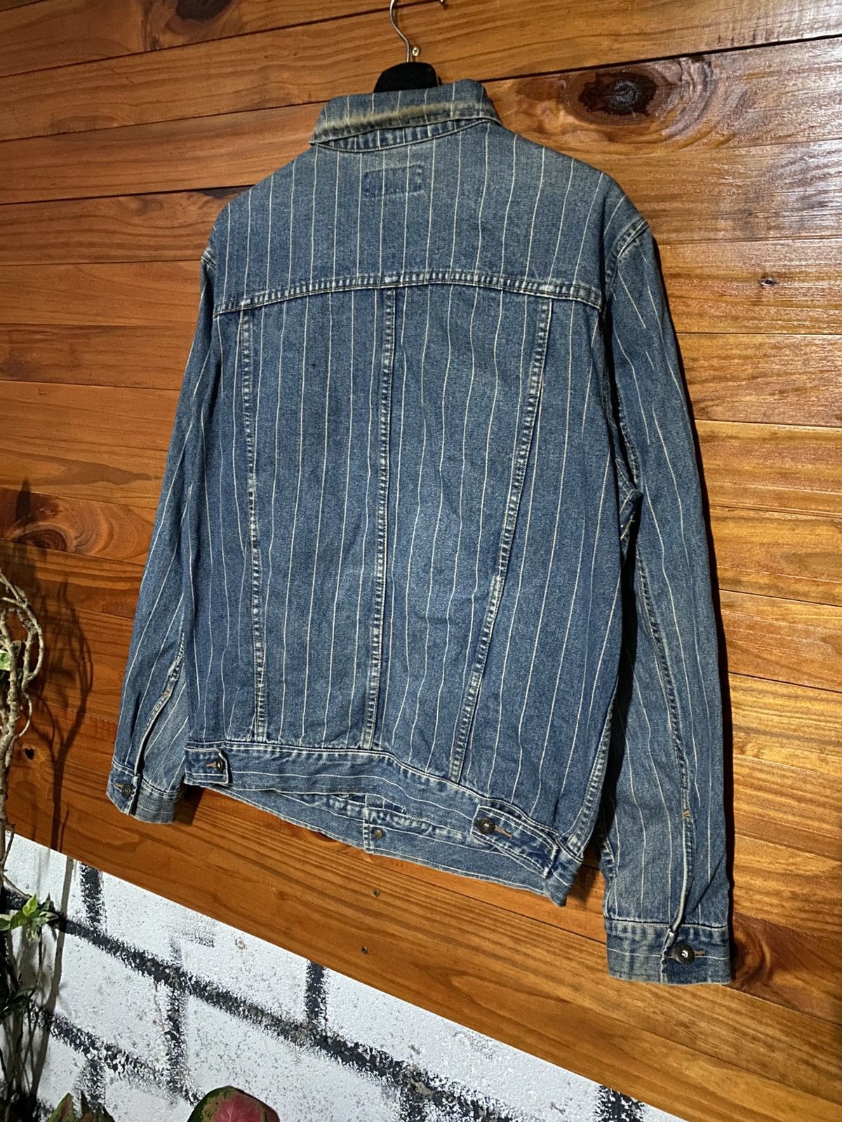 Japanese Brand Vintage Modern Gallery Pinstripe Denim Jacket – 90s Workwear Size US XL / EU 56 / 4 - 9 Thumbnail