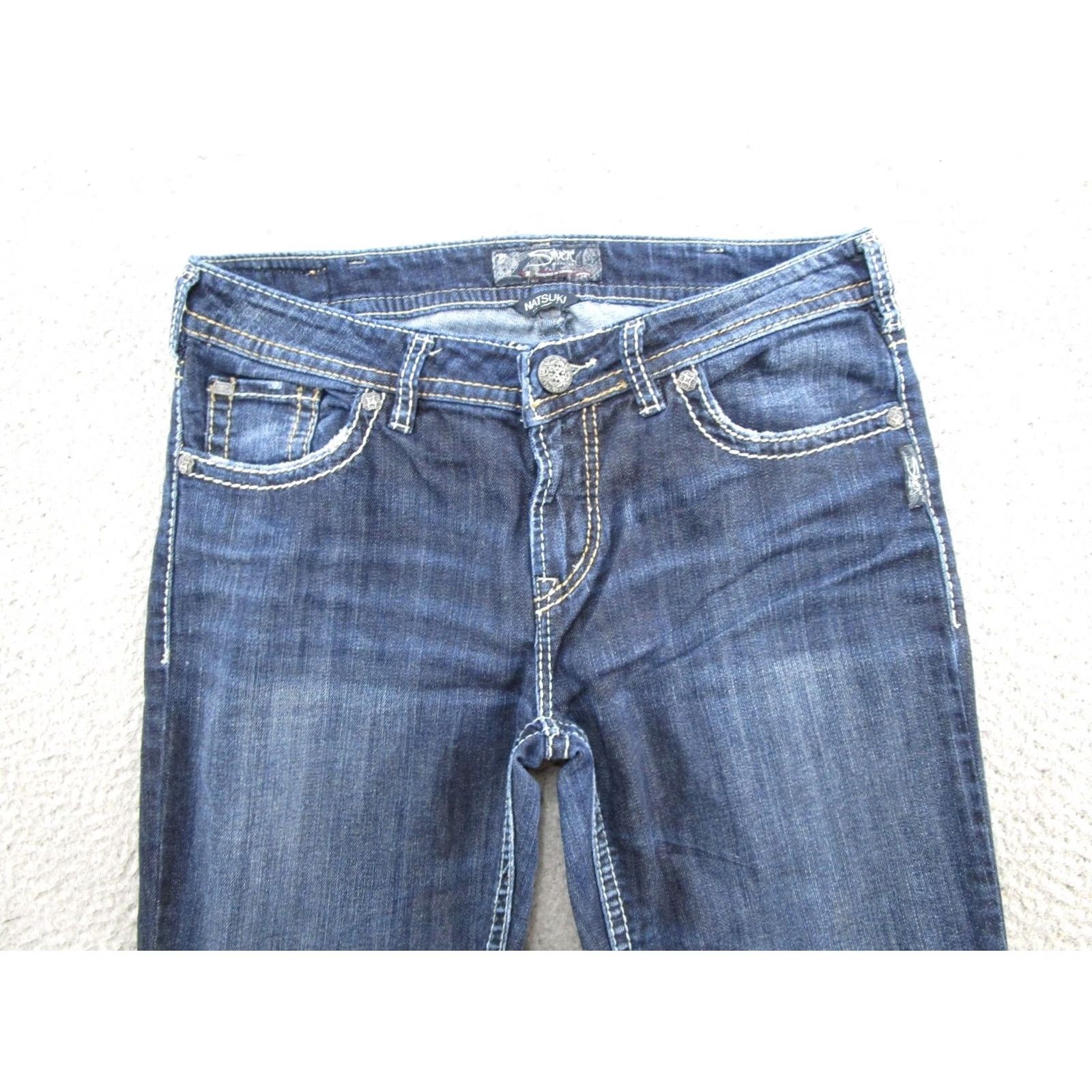 Silver Jeans Co. Silver Jeans Co Natsuki Blue Stretch Denim Jeans Womens Size 31 Regular - Bootcut, 5-Pocket, Denim, ZIP, Dark, VTG Size 24" / US 00 / IT 34 - 3 Thumbnail