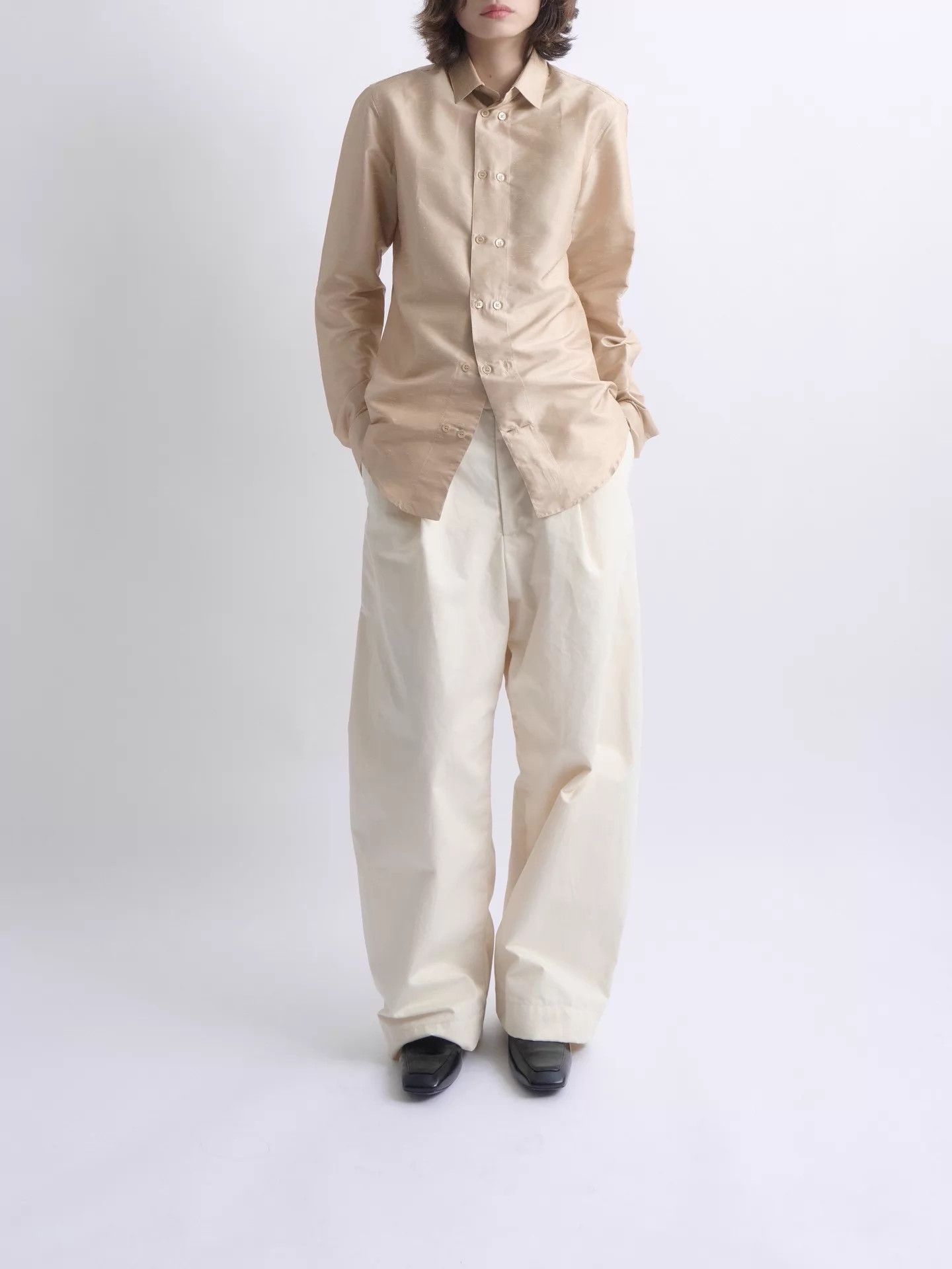 Balenciaga BALENCIAGA Nicolas 08ss Champagne DB Silk-Poly Shirt Size US XS / EU 42 / 0 - 2 Thumbnail