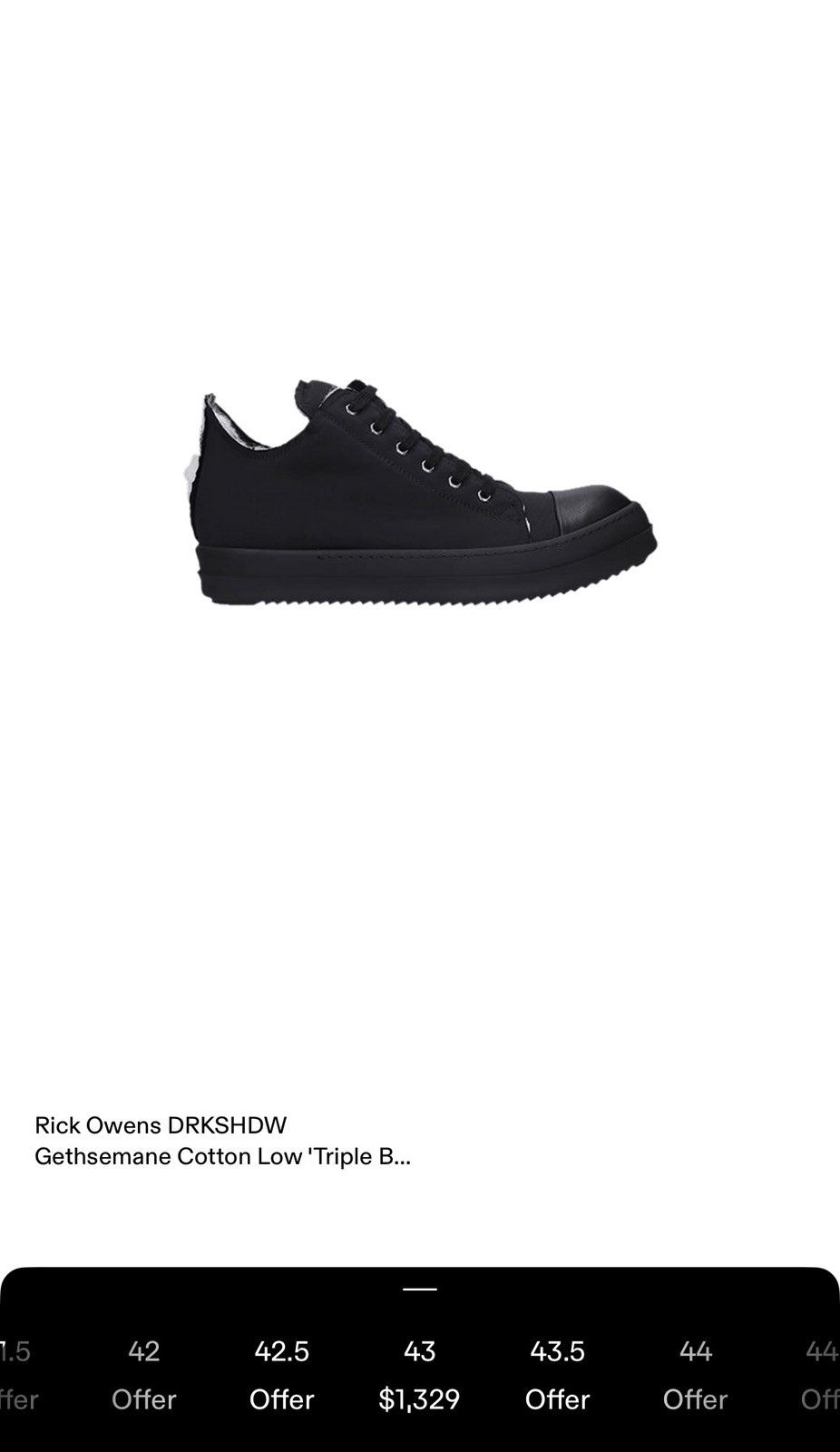 Rick Owens Drkshdw Rick Owens DrkShdw Triple Black Gethsemane Cotton Size US 9 / EU 42 - 10 Thumbnail