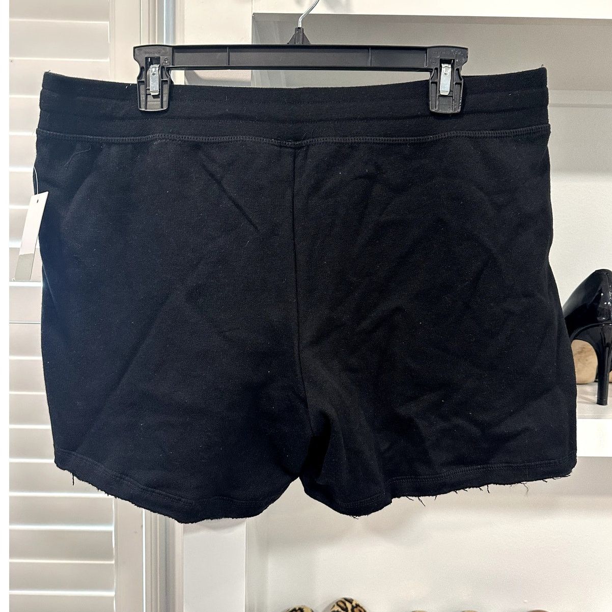 BP. BP. Women's Black Sweat Cut Off Raw Hem Shorts Drawstring L Size 36" / US 14 / IT 50 - 4 Thumbnail