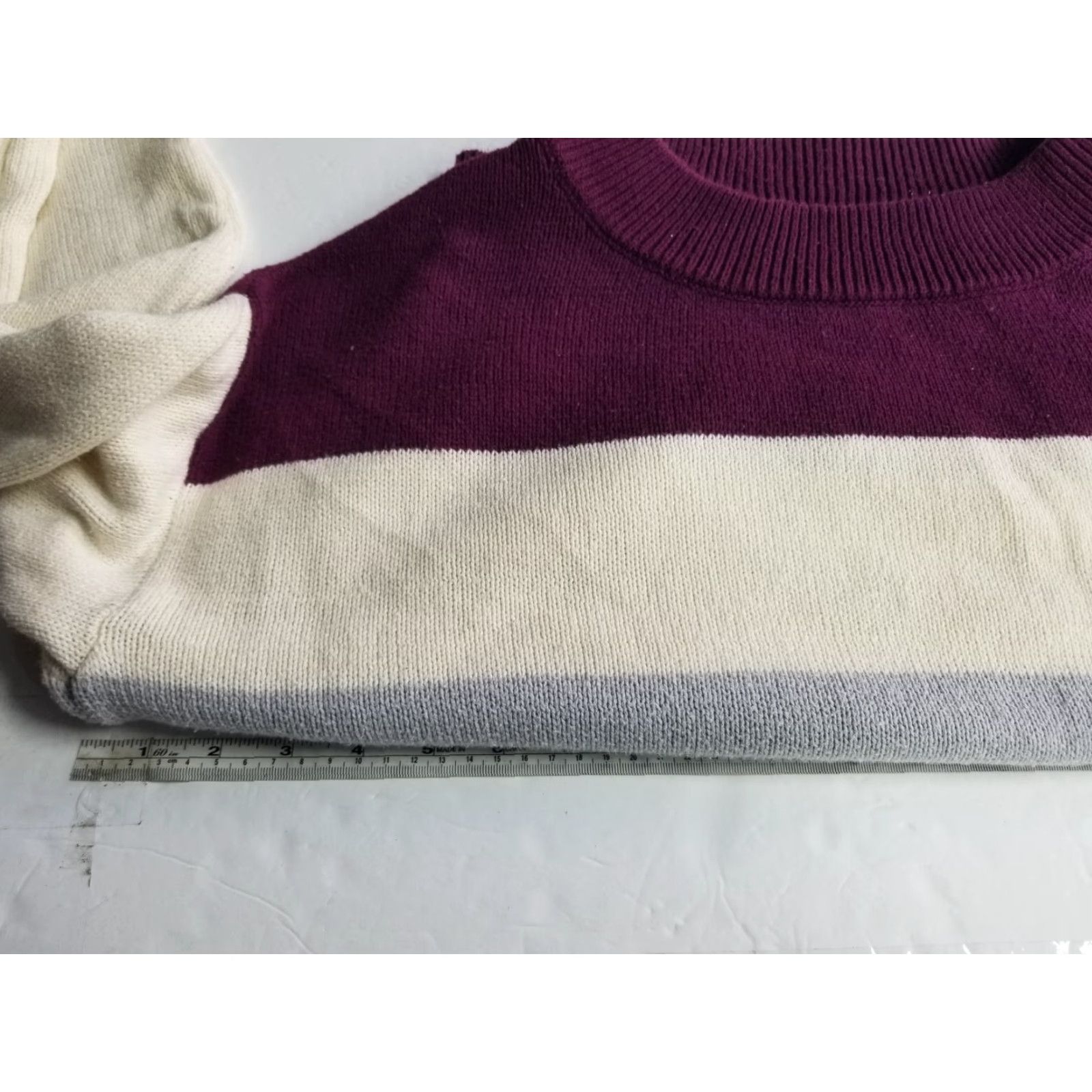 Lucky Brand Lucky Brand Sweater Women Medium Purple Pullover Knit Striped Casual Stretch Size M / US 6-8 / IT 42-44 - 3 Thumbnail