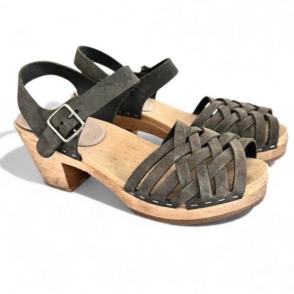 Swedish Hasbeens Swedish Hasbeens Gray Leather Weave Sandals Size US 6.5 / IT 36.5 - 1 Thumbnail