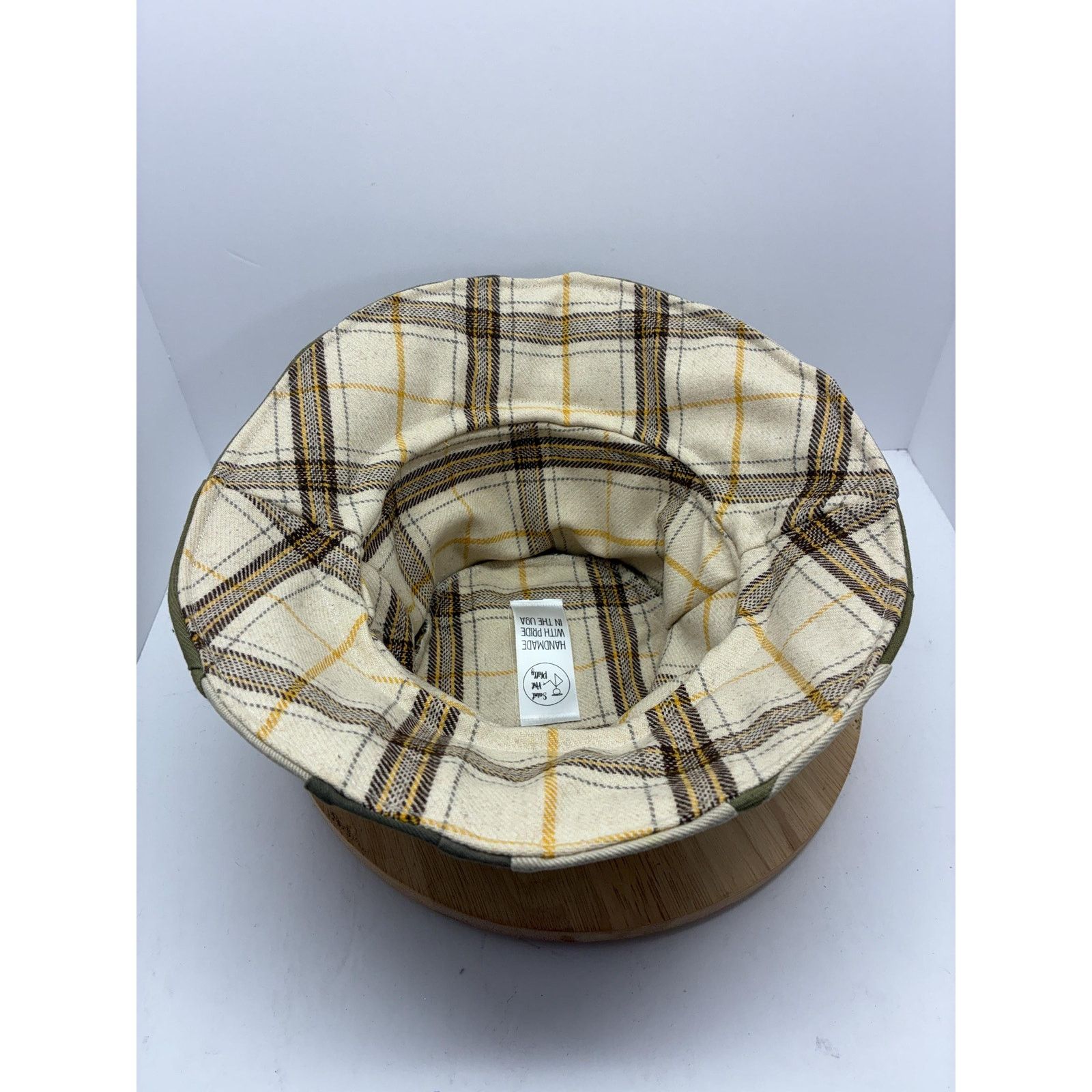 Other Handmade Patchwork Bucket Hat, Olive Green Neutral Hat, Wool Size ONE SIZE - 13 Thumbnail