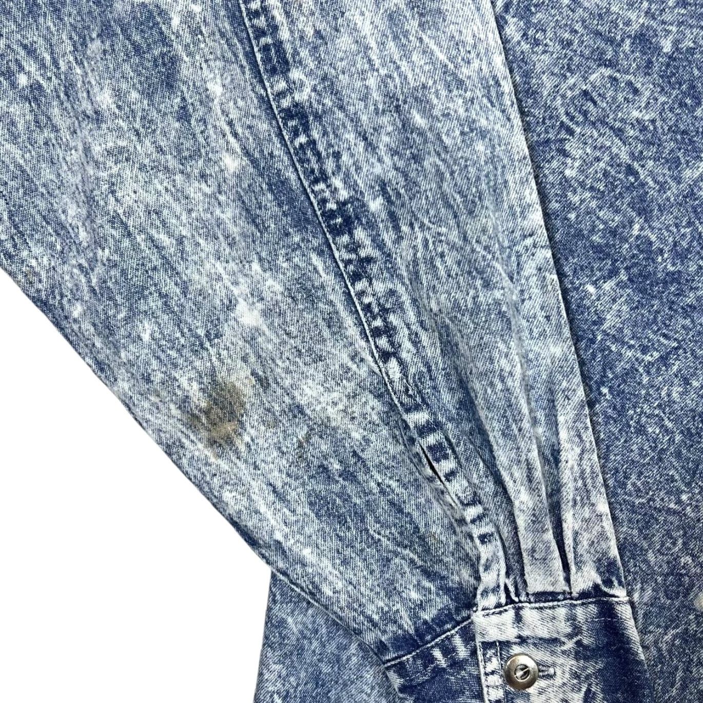 Denime VINTAGE 90s Traffic Acid Wash Blue Denim Long Sleeve Cotton Shirt One Size Large Shirt Mens Blue Denim 90s Size US M / EU 48-50 / 2 - 5 Thumbnail