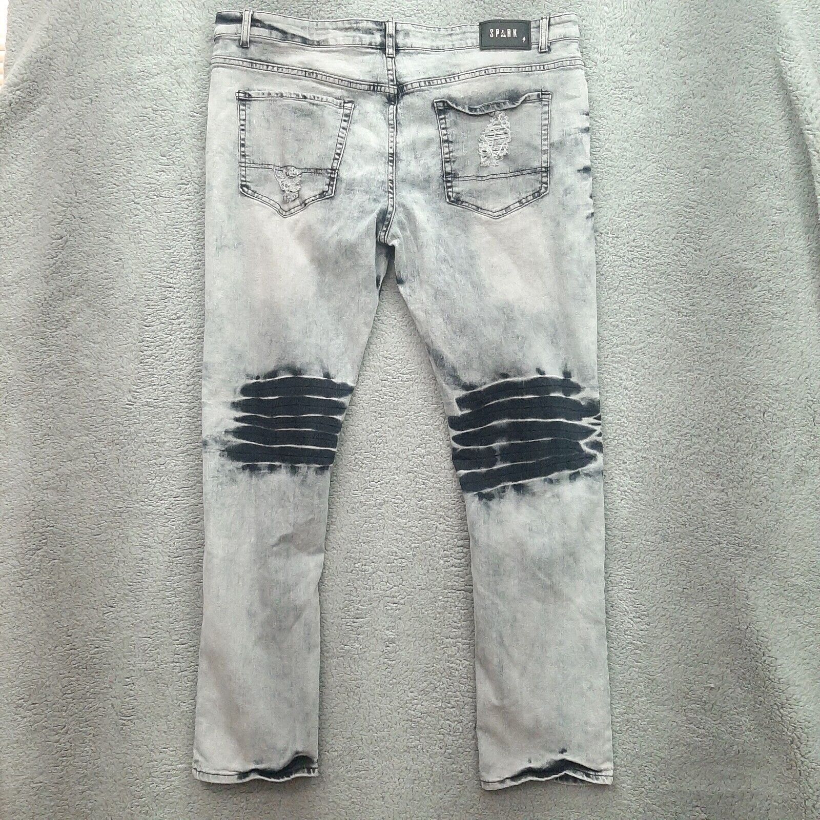 Other Spark ripped repaired Black acid wash Jeans 40X34 90's Y2K Size US 40 / EU 56 - 5 Thumbnail