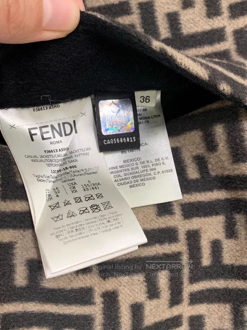 Fendi Fendi Double-Sided Bat Sleeve Wool Jacket, One Side Monogr Size XXS / US 00 / IT 34 - 6 Thumbnail