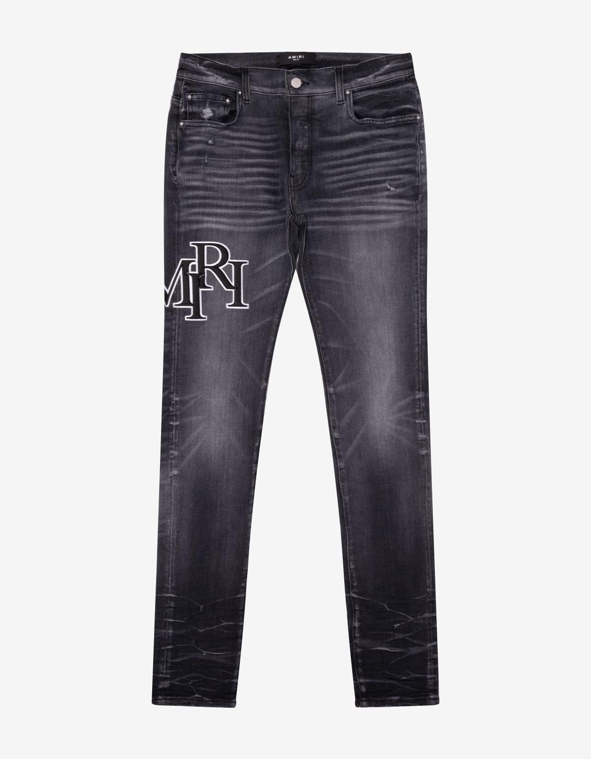 Image of Amiri Jeans Black Staggered Logo, Men's (Size 33)