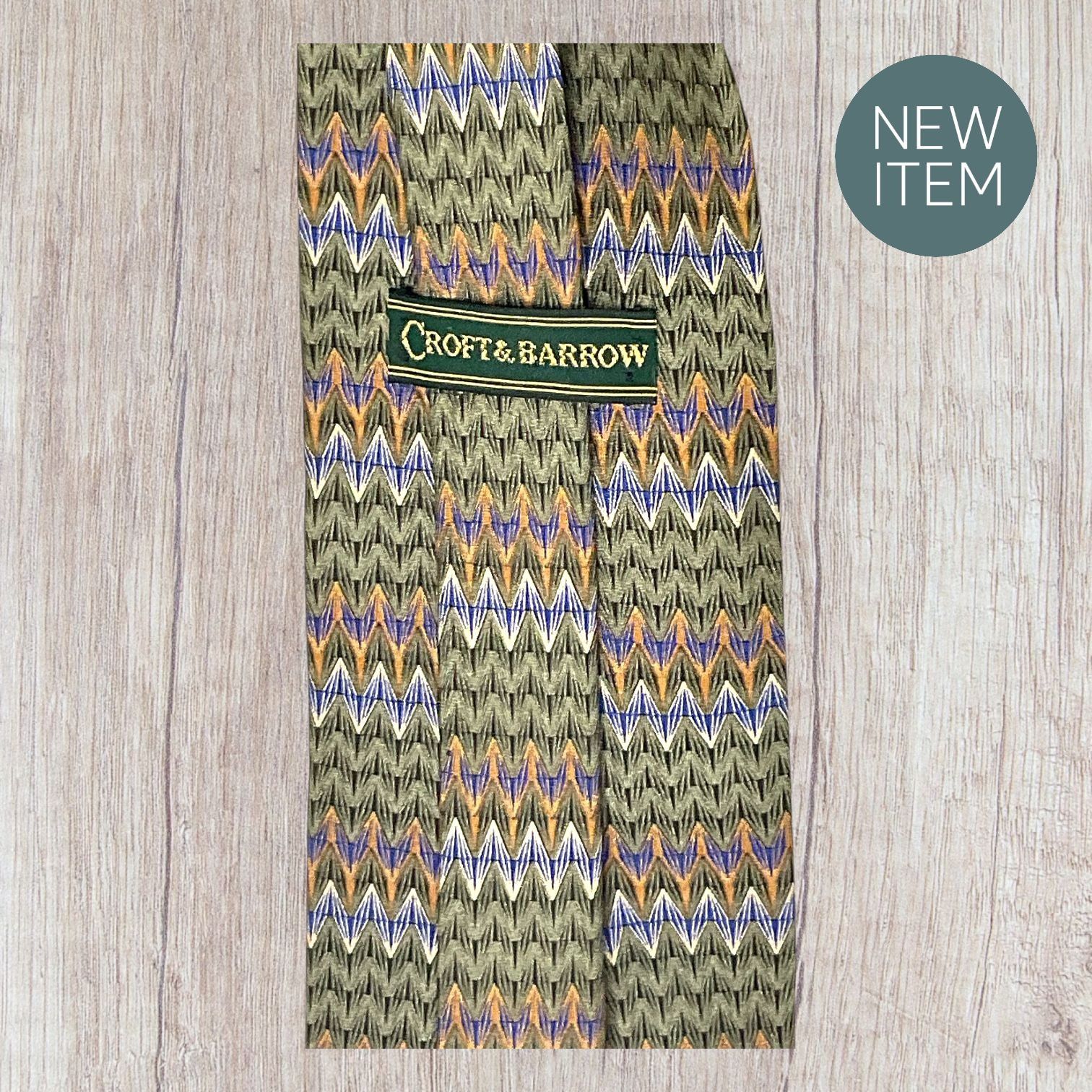 Croft & Barrow Croft & Barrow Zigzag Pattern Silk Tie - Green Yellow & Blue Size ONE SIZE - 11 Thumbnail