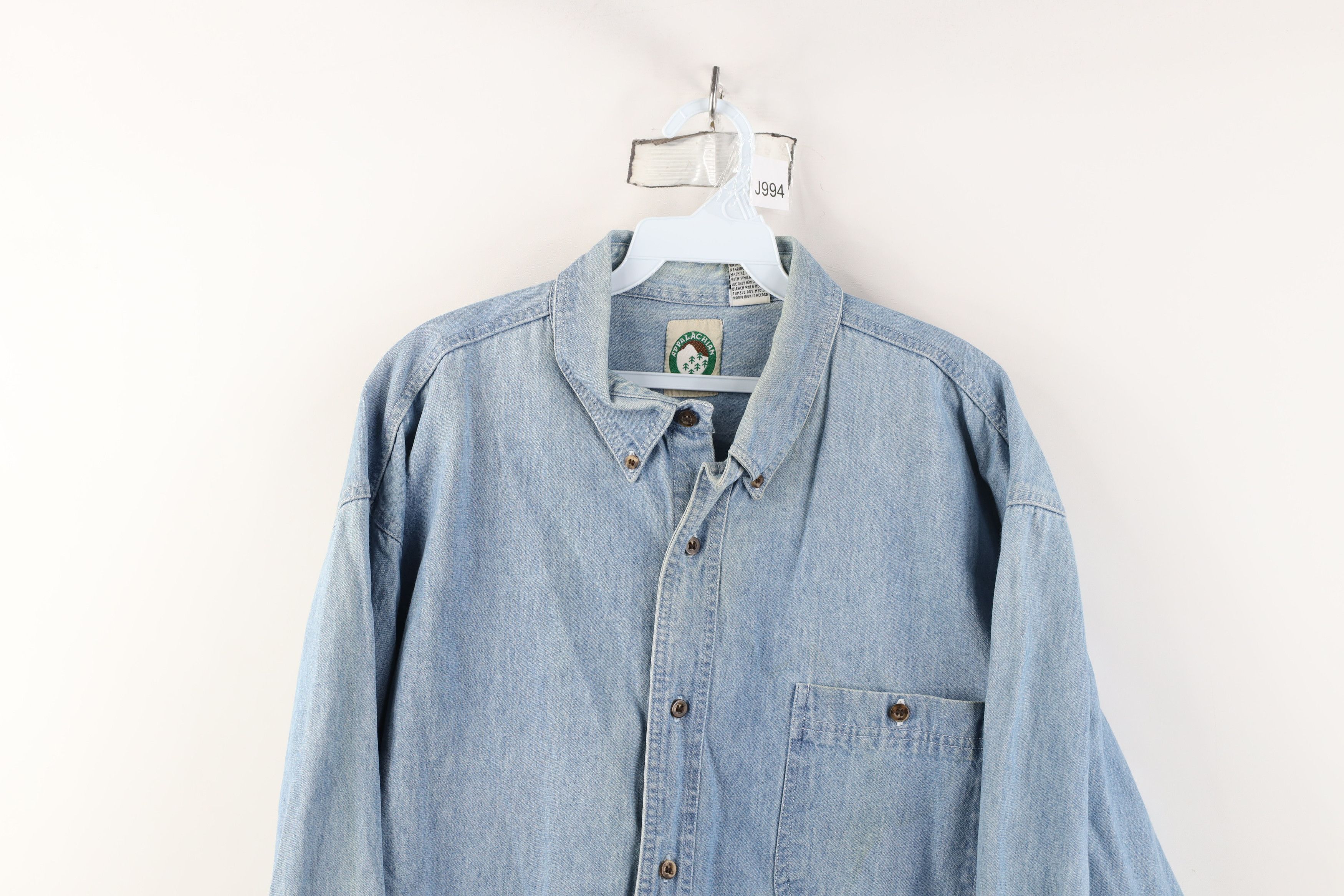 Vintage Vintage 90s Streetwear Collared Denim Jean Button Down Shirt Size US XL / EU 56 / 4 - 2 Thumbnail