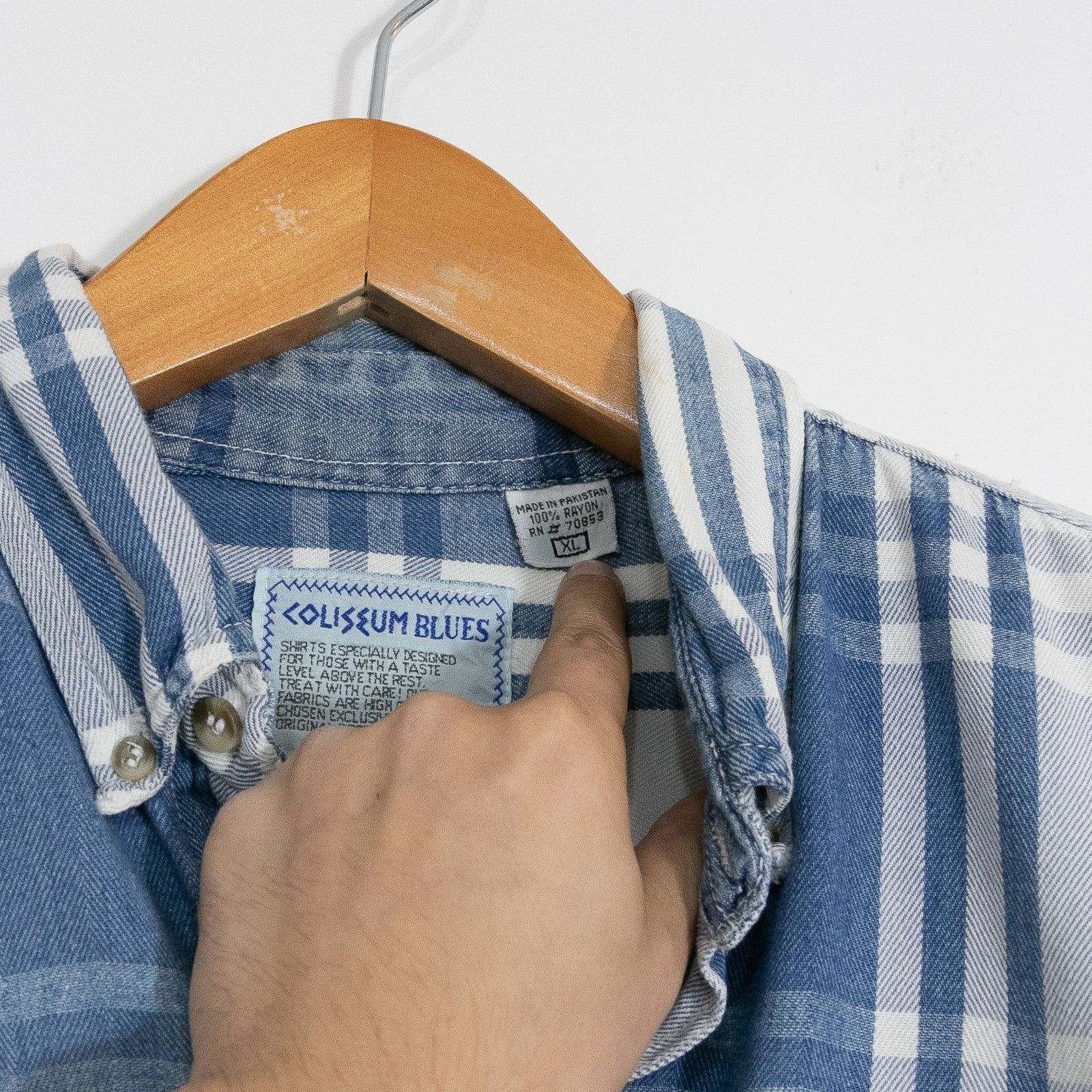 Vintage Vintage 90s Coliseum Blues Denim Shirt Mens XL Square Plaid Size US L / EU 52-54 / 3 - 9 Thumbnail