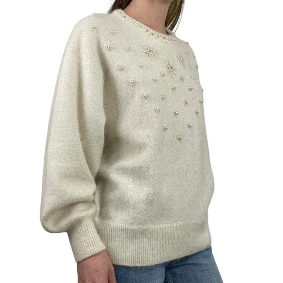 Other Eddie Dassin Vintage Cream Knit Embroidered Sweater Size M / US 6-8 / IT 42-44 - 2 Thumbnail