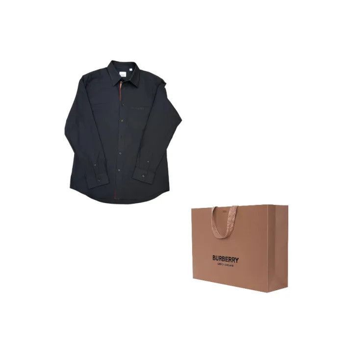 Burberry Burberry Burberry Black Logo Long Sleeve Shirt-2507 Size US M / EU 48-50 / 2 - 1 Thumbnail