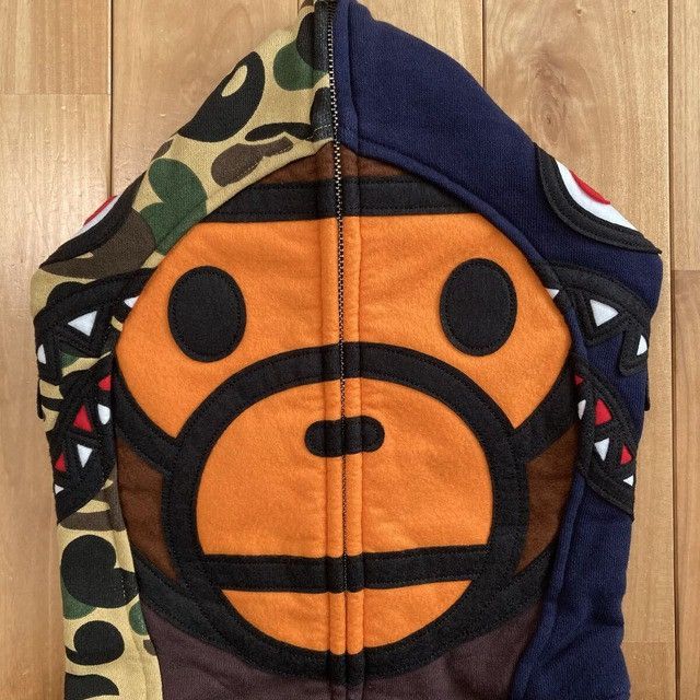 Bape BAPE Milo Shark Full Zip Hoodie Navy a bathing ape Size US M / EU 48-50 / 2 - 3 Thumbnail