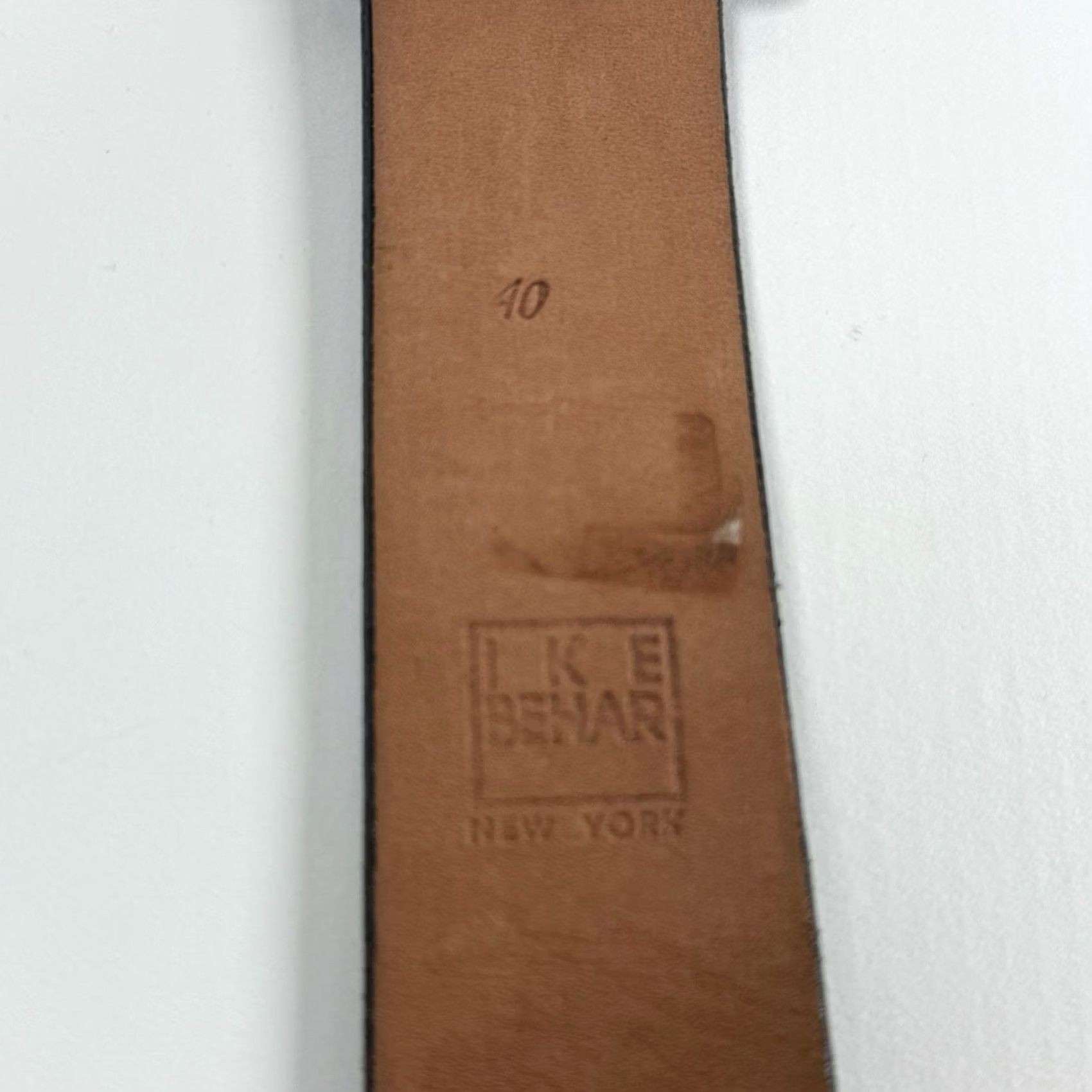 Ike Behar VINTAGE IKE BEHAR Leather Belt Mens 40 Black 46” with buckle Size 40 - 2 Thumbnail