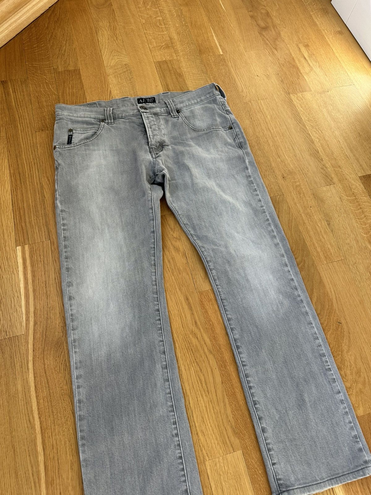 Giorgio Armani Vintage Giorgio Armani Denim Gray Jeans 33 Size Metal Logo Size US 33 - 4 Thumbnail
