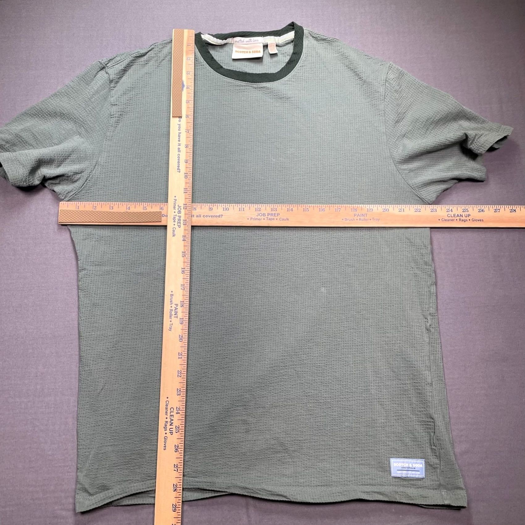 Scotch & Soda Scotch & Soda Shirt Mens XL Green Textured Waffle Knit Stretch Crewneck Tee Size US XL / EU 56 / 4 - 3 Thumbnail