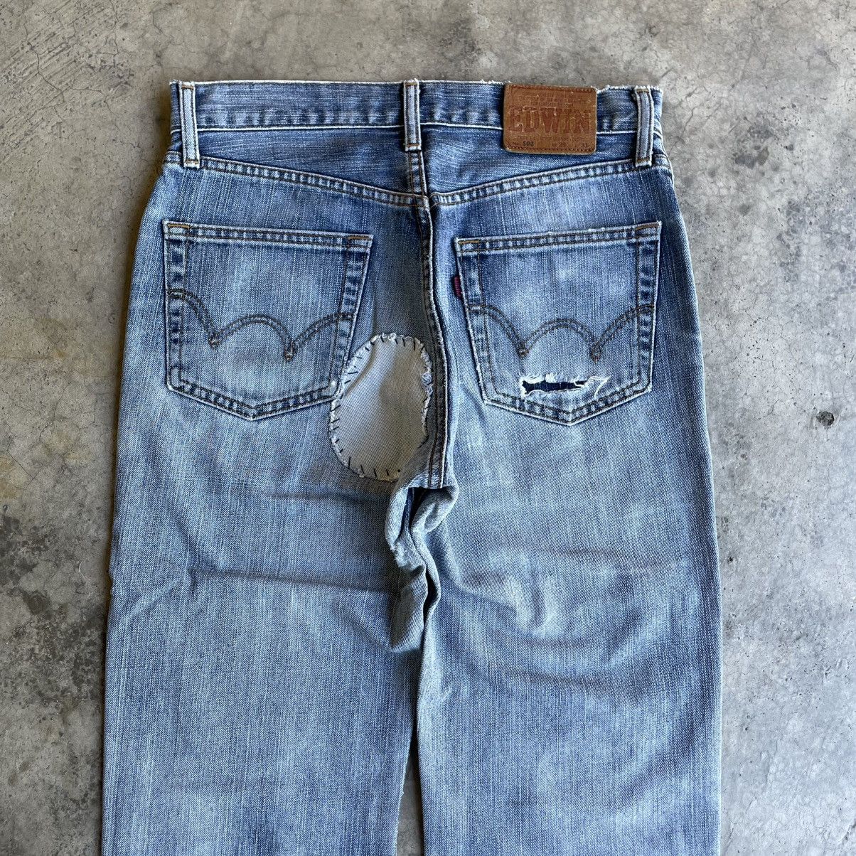 Edwin 🔥Vintage Edwin 503 Stoned Washed Ripped Distress Denim Jeans Size US 30 / EU 46 - 5 Thumbnail