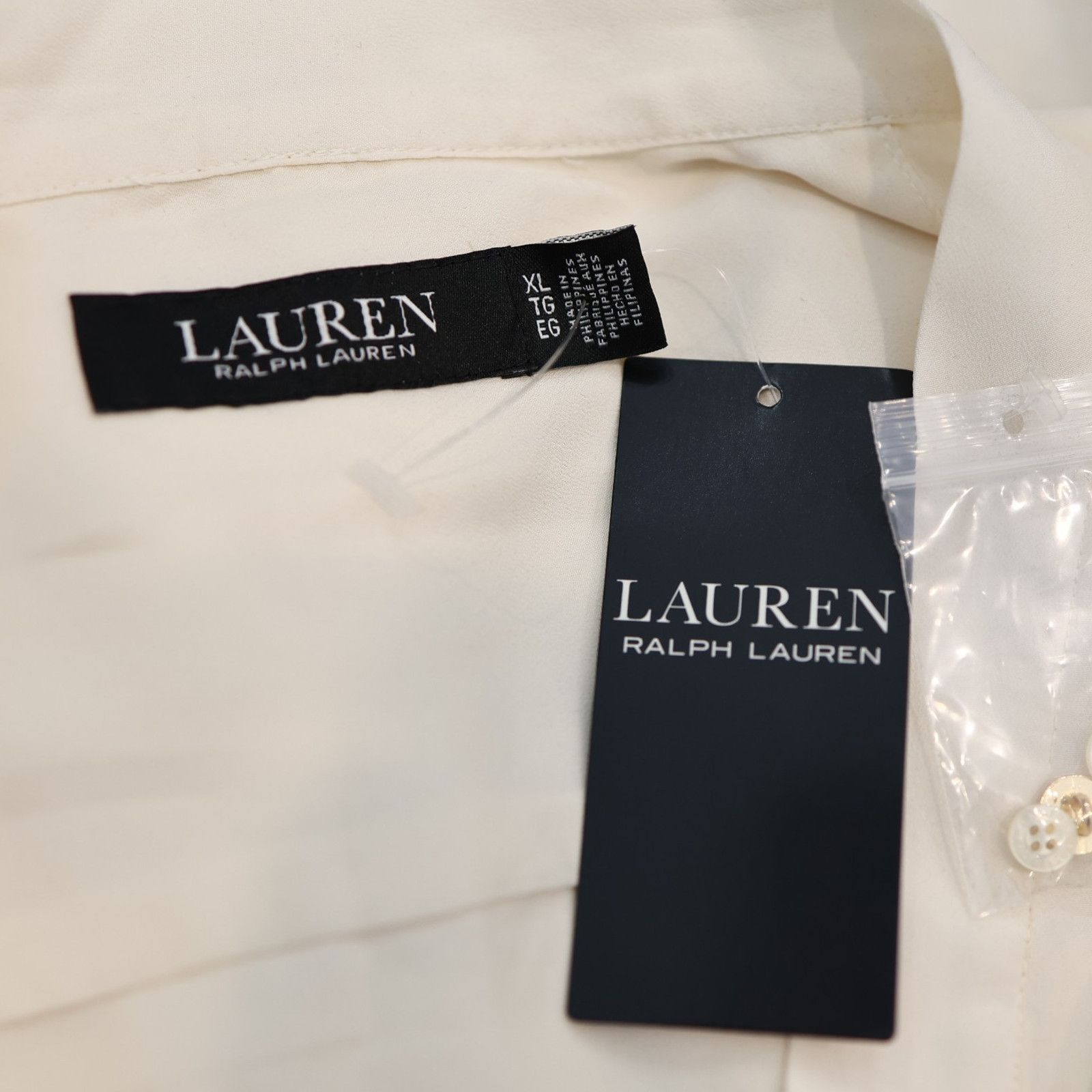 Lauren Ralph Lauren RALPH LAUREN Ivory Tie Neck Front Pockets Blouse Size XL Size XL / US 12-14 / IT 48-50 - 5 Thumbnail