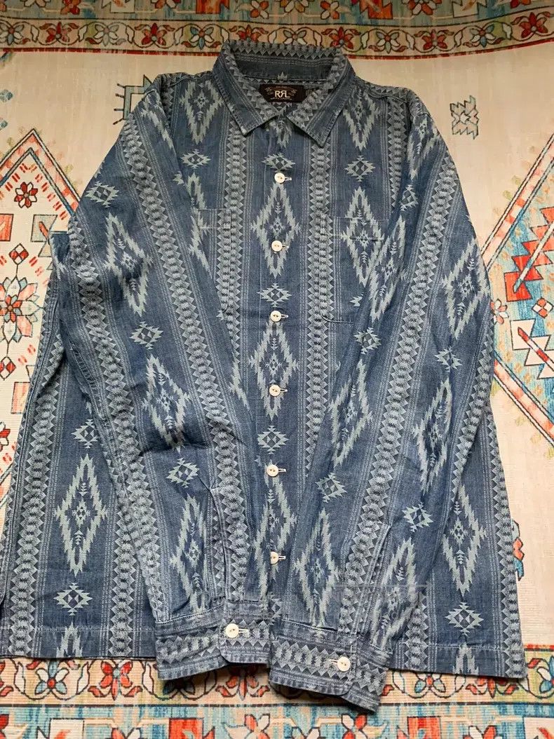 RRL Ralph Lauren RRL Ralph Lauren Men's indigo dyed Southwest Indian workwe Size US XS / EU 42 / 0 - 2 Thumbnail