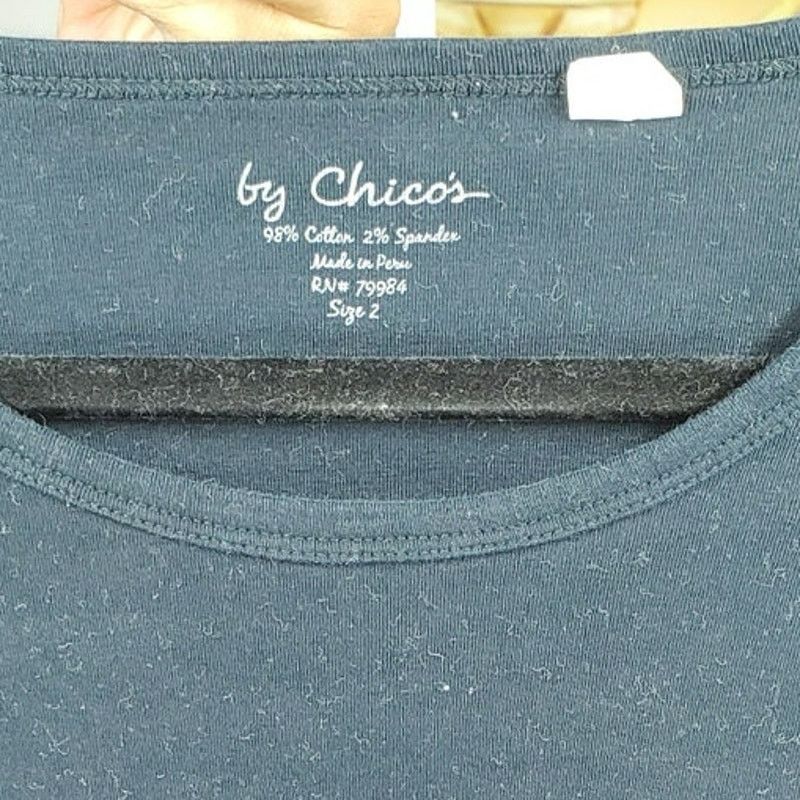 Chicos Chico's Black 3/4 Sleeve Knit Top Stretch Size 2 Size L / US 10 / IT 46 - 4 Thumbnail