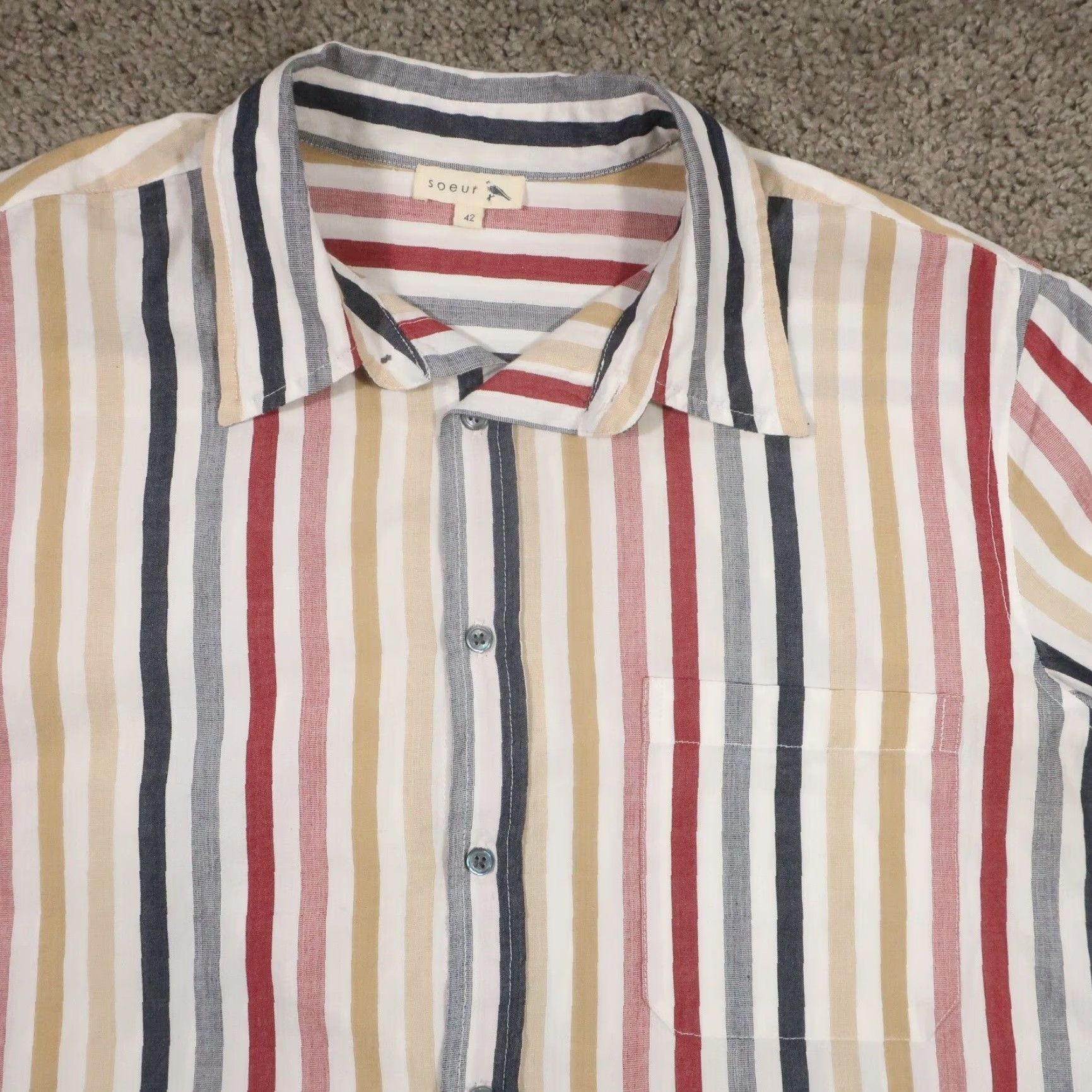 Soeur Soeur Button Shirt Men 42 Long Sleeve Striped Light Cotton Paris Vertue M Multicolor Casual Shirt Mens Size US M / EU 48-50 / 2 - 4 Thumbnail