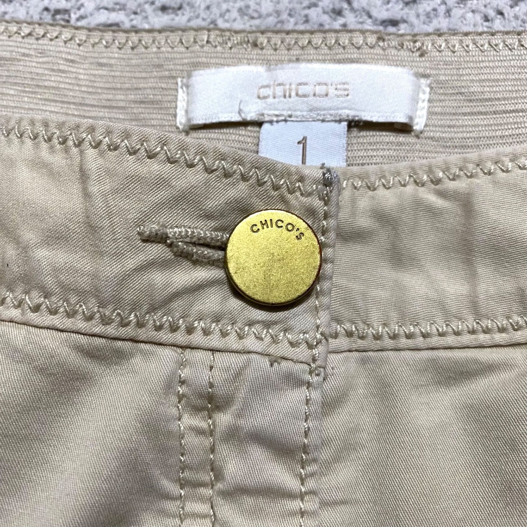 Vintage Chicos Pants Womens Medium Beige Chino High Rise Straight Light Wash Pockets Size 32" / US 10 / IT 46 - 4 Thumbnail
