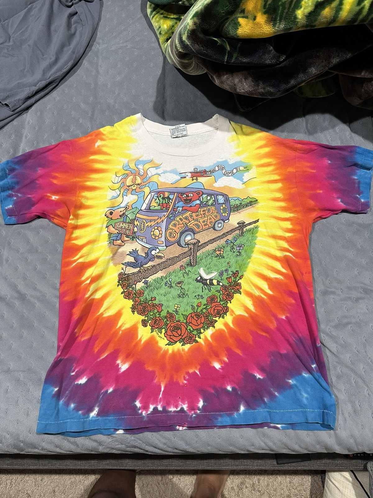 image of Vintage 90’S Grateful Dead Liquid Blue T-Shirt in Tie Dye, Men's (Size XL)