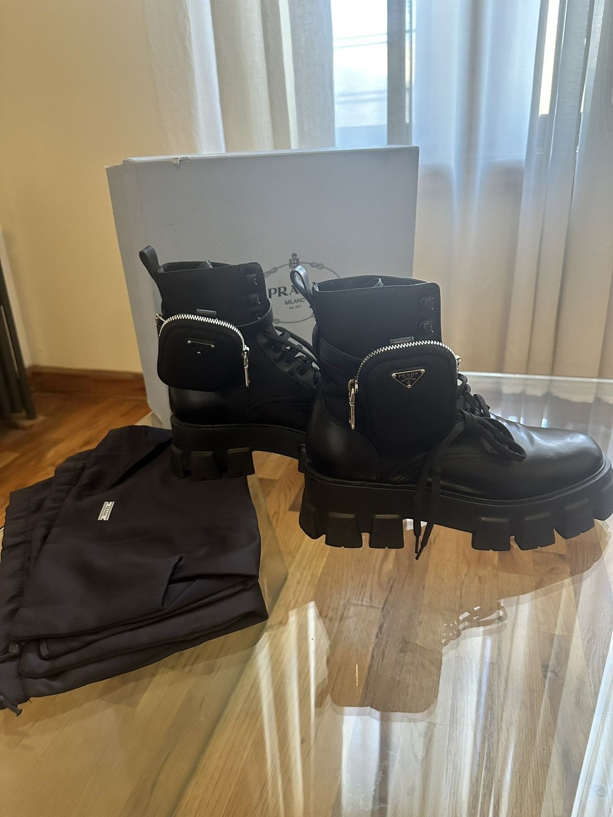 Prada Prada Monolith brushed leather and Re-Nylon boots with pouch Size US 10.5 / IT 40.5 - 9 Thumbnail