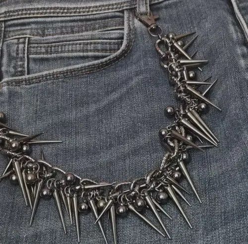 Japanese Brand Retro streetwear punk rivet spike pants pocket chain Size ONE SIZE - 2 Thumbnail