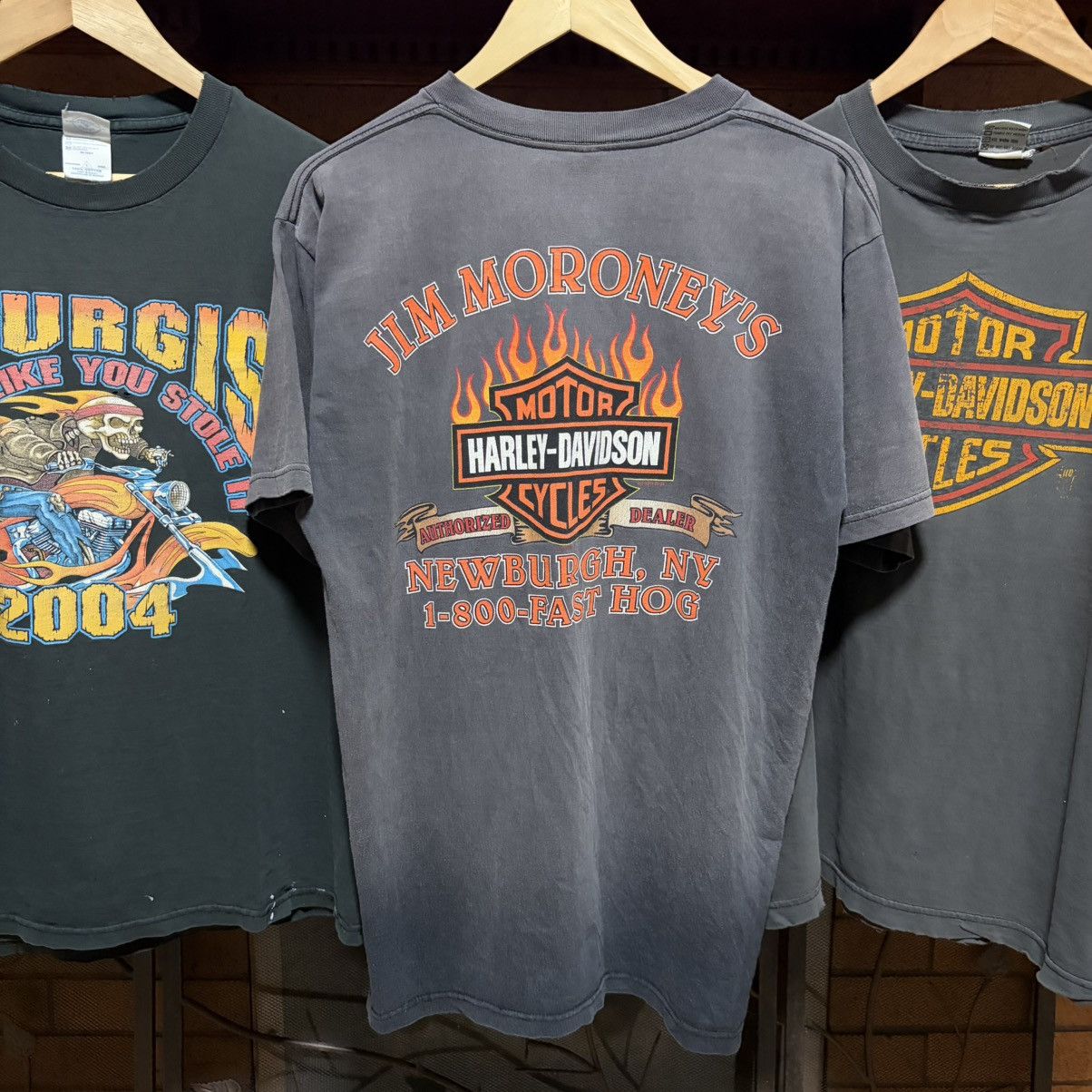 Harley Davidson vintage y2k smoked out sun faded harley davidson flame tee Size US L / EU 52-54 / 3 - 3 Thumbnail