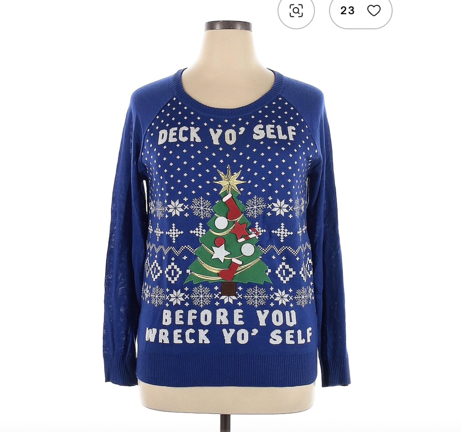 Other Blue XL Well Worn Christmas Sweatshirt - Deck Yo' Self Size XL / US 12-14 / IT 48-50 - 1 Thumbnail
