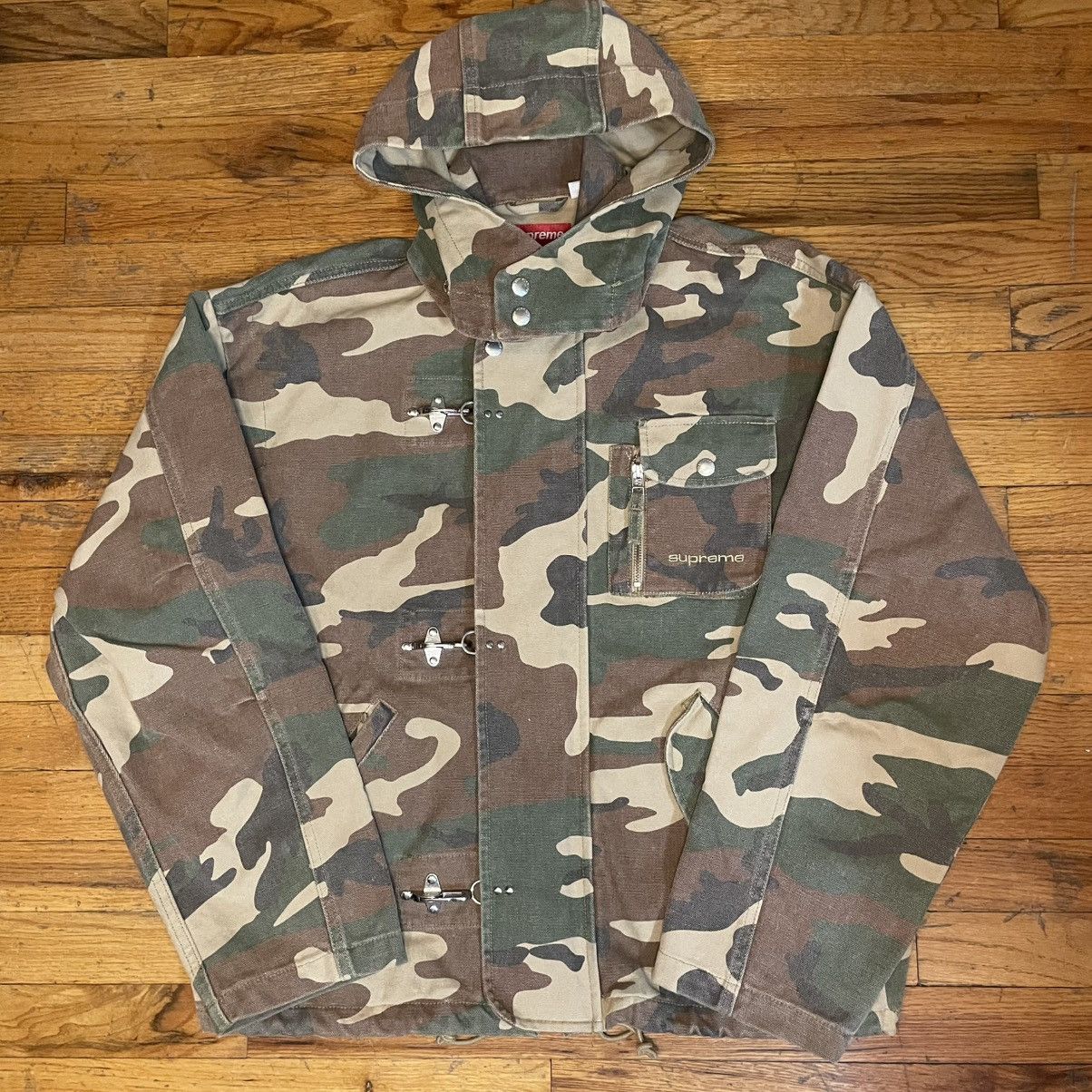 Supreme canvas clip jacket tan camo ss23
