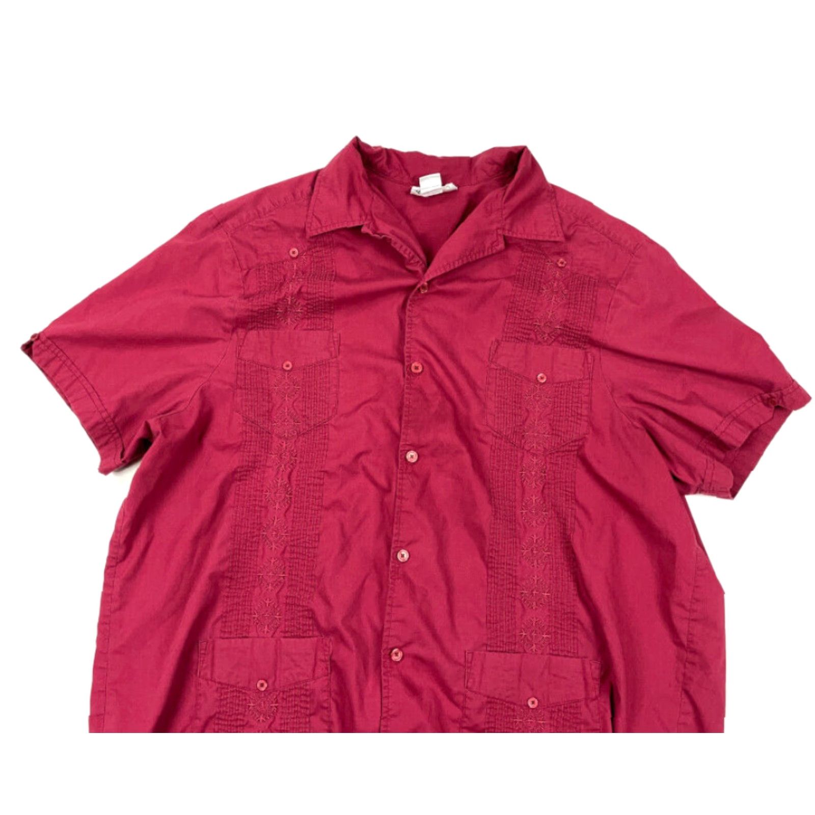 Vintage VINTAGE Dad Style Red Textured Pattern Shirt Big 2XL King Size Button-Front Short Sleeve Casual Mens Red 90s Retro Size US XXL / EU 58 / 5 - 3 Thumbnail