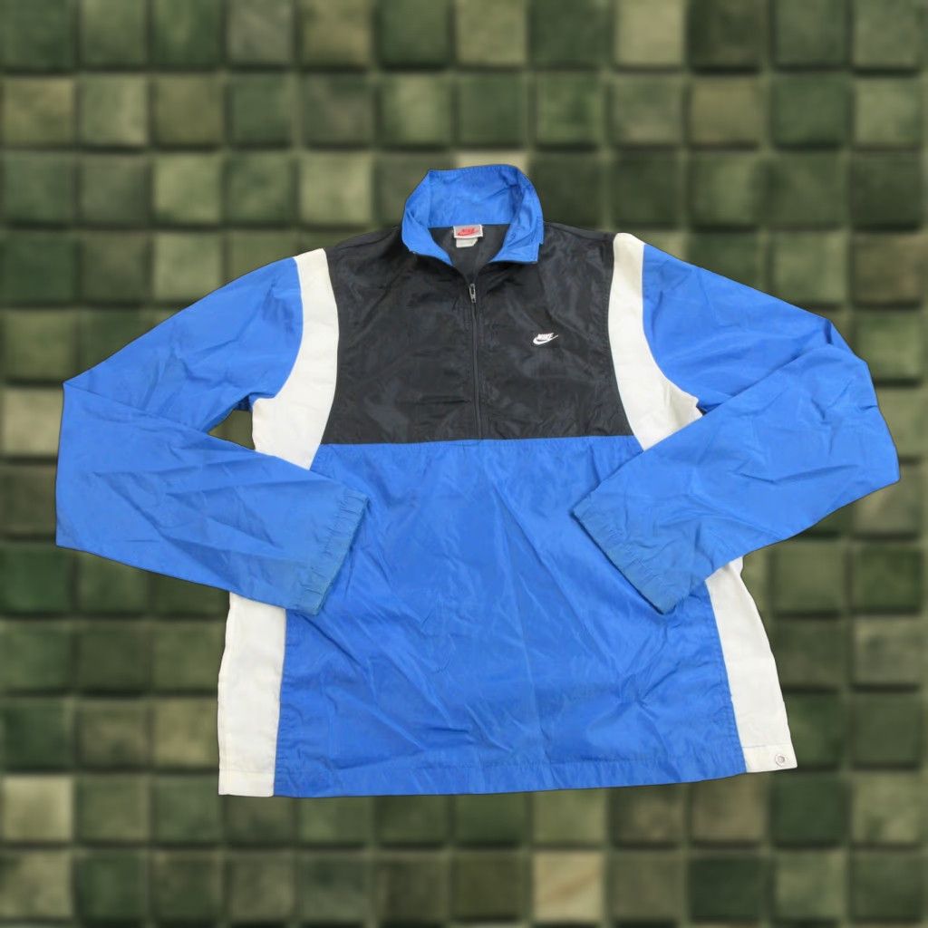 VINTAGE Nike Windbreaker Jacket Kids XL Blue Black White 90s Retro