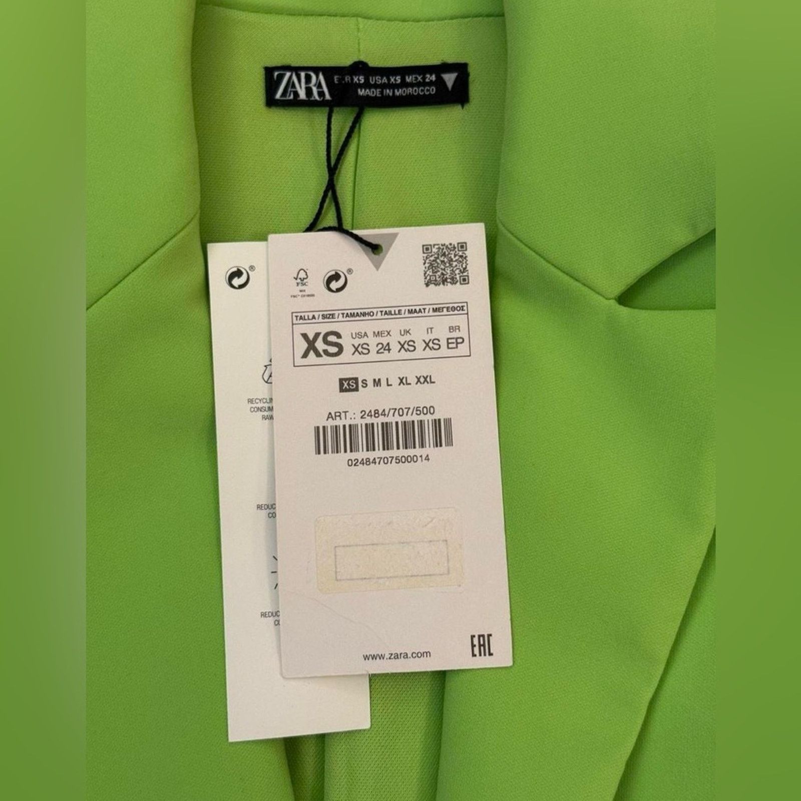 Zara Zara Neon Green Blazer Dress Size XS With Tags Mini Size XS / US 0-2 / IT 36-38 - 4 Thumbnail