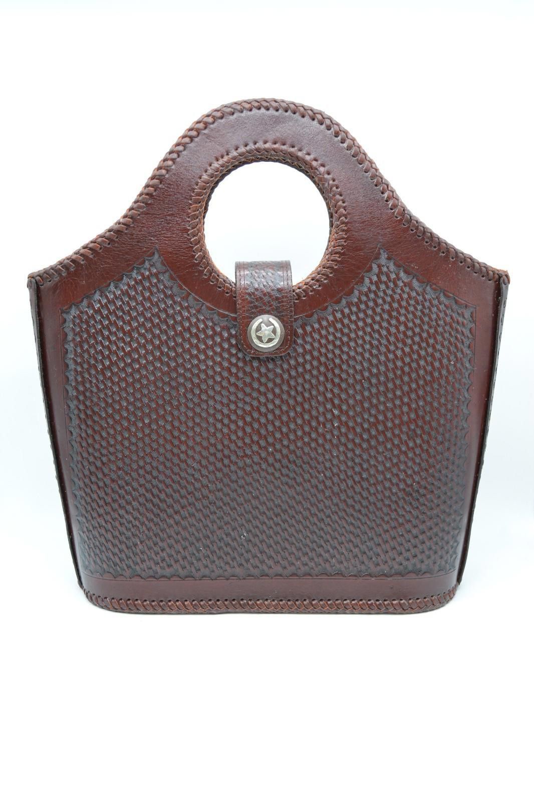 2120 Handcrafted Western Leather Tote Cowgirl Star Concho Handmade Satchel Size ONE SIZE - 3 Thumbnail